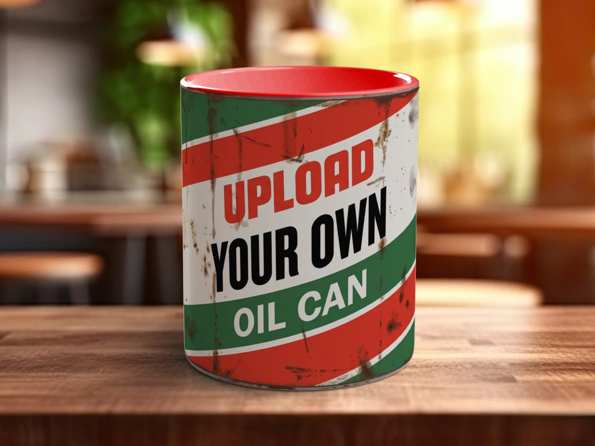 Custom Oil Can Mug — Upload Your Photo