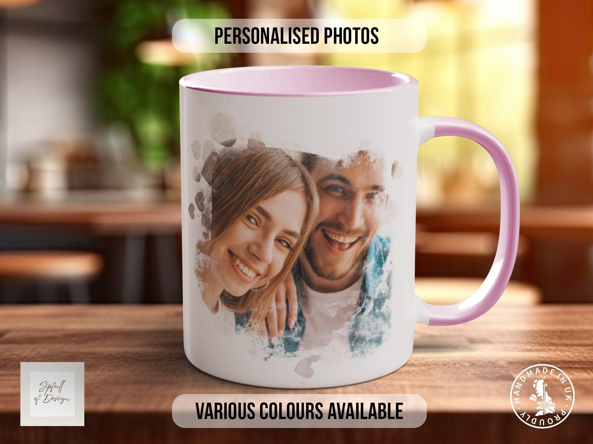 Cute Heart Framed personalised Photo Mug Valentines Coloured Mug - Sipfull of Design