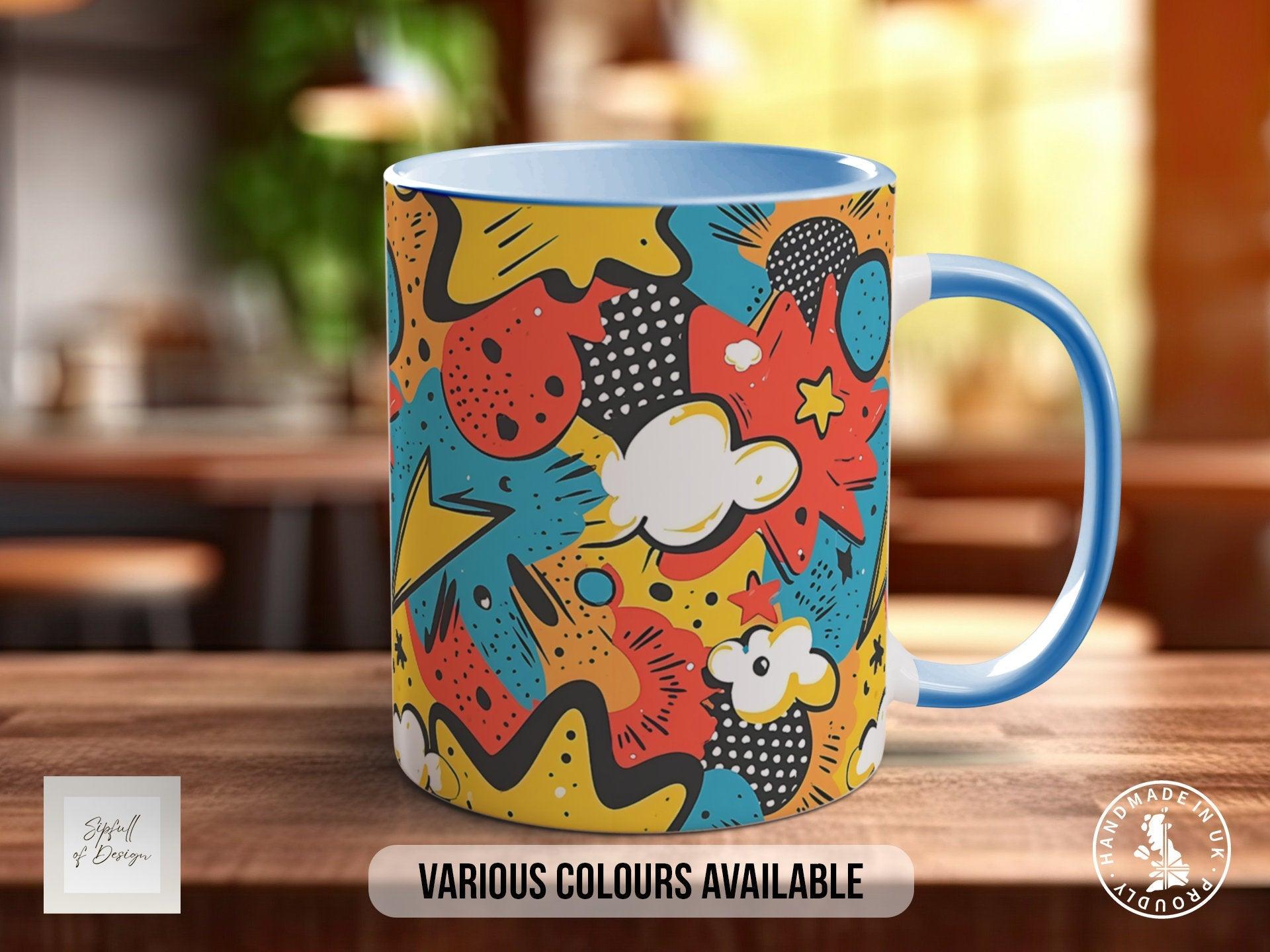 Abstract Comic Pop Pattern Full Wrap Coloured Art Mug - Design 4 - Sipfull of Design