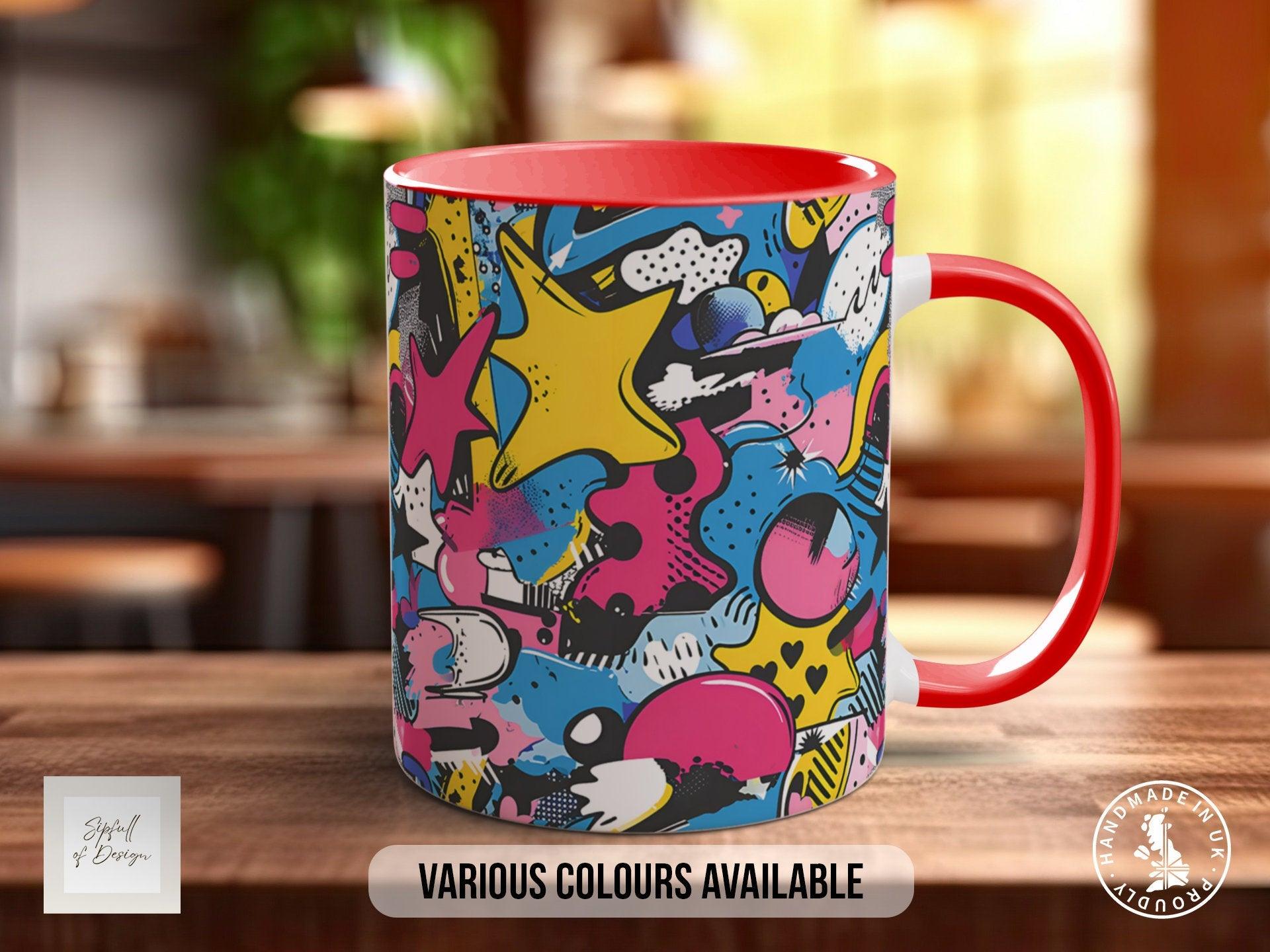 Abstract Comic Pop Pattern Full Wrap Coloured Art Mug - Design 10 - Sipfull of Design