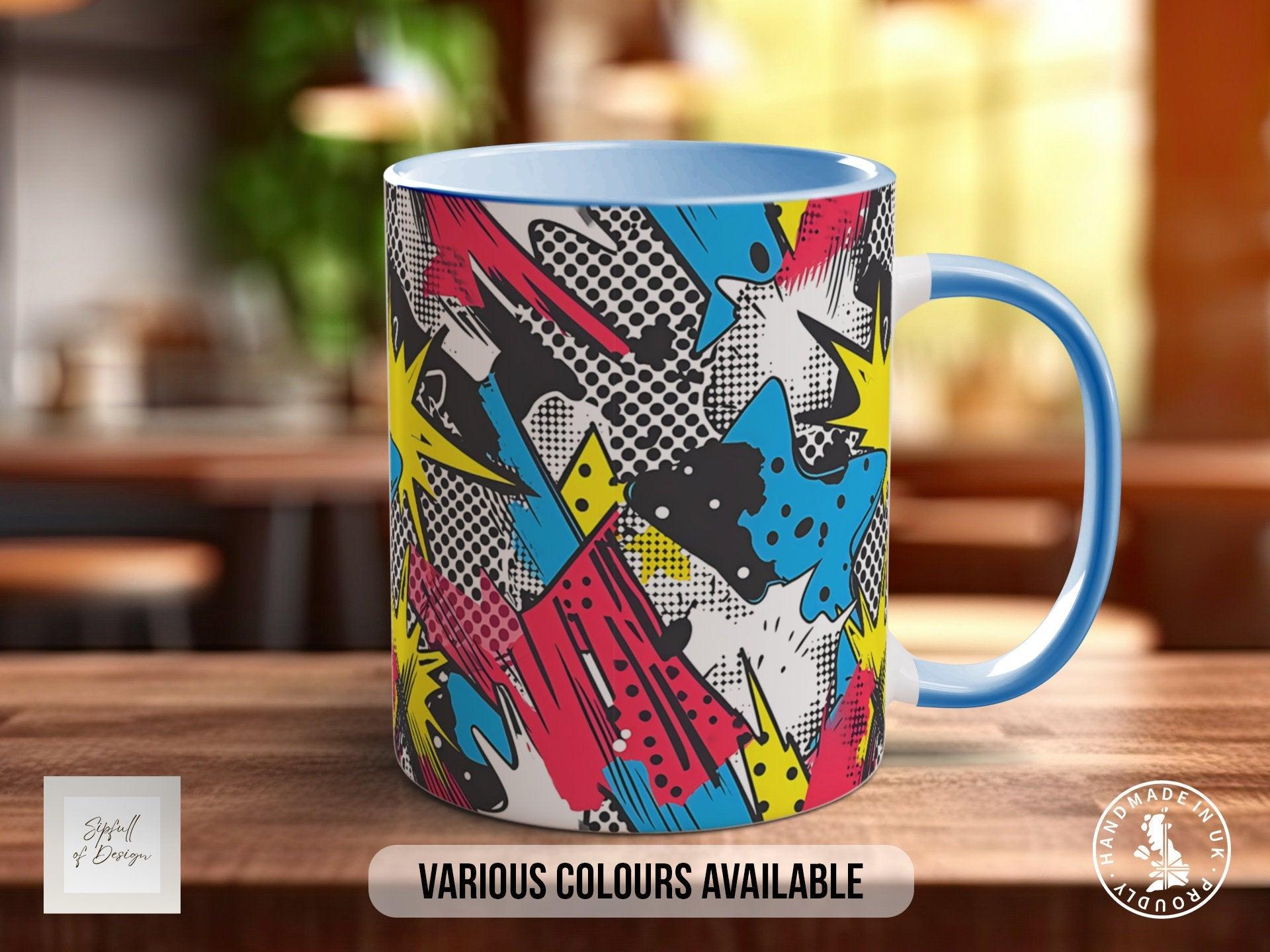 Abstract Comic Pop Pattern Full Wrap Coloured Art Mug - Design 11 - Sipfull of Design