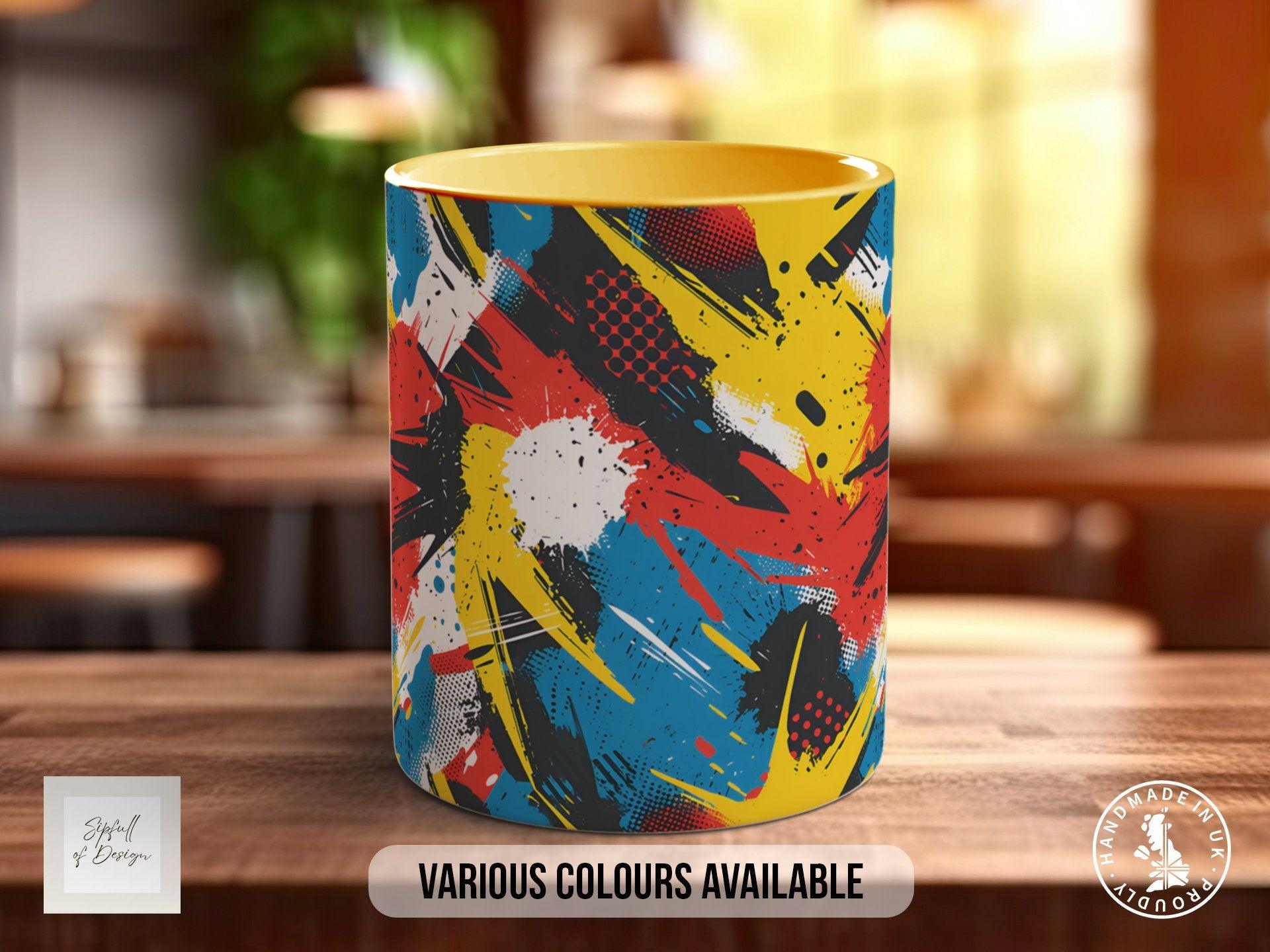 Abstract Comic Pop Pattern Full Wrap Coloured Art Mug - Design 12 - Sipfull of Design