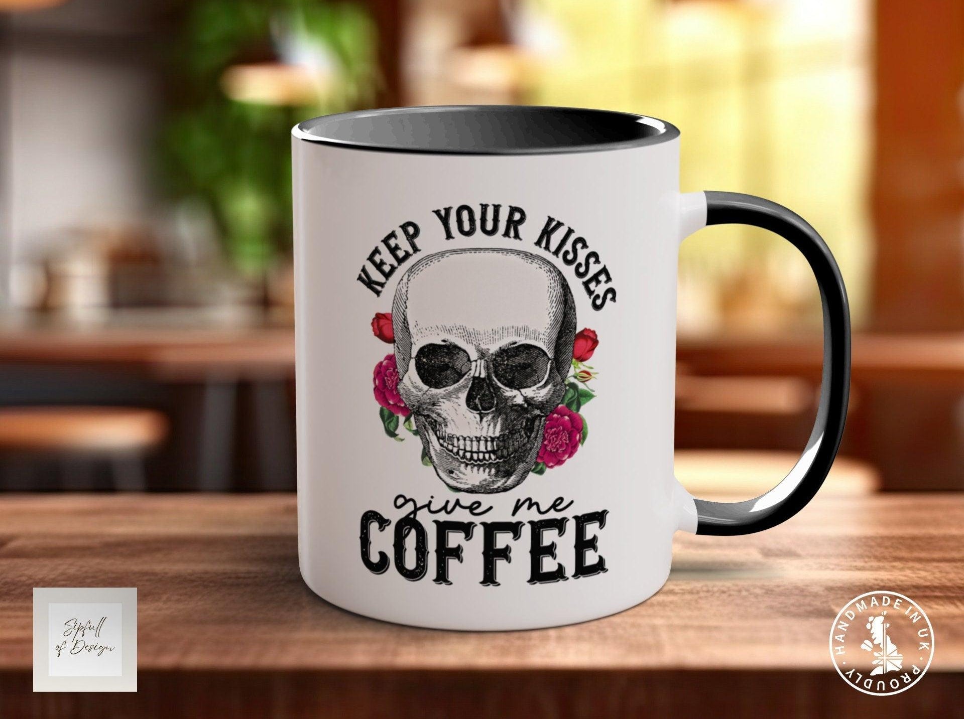 Keep your Kisses Give Me Coffee Funny Valentines Coloured Mug - Sipfull of Design