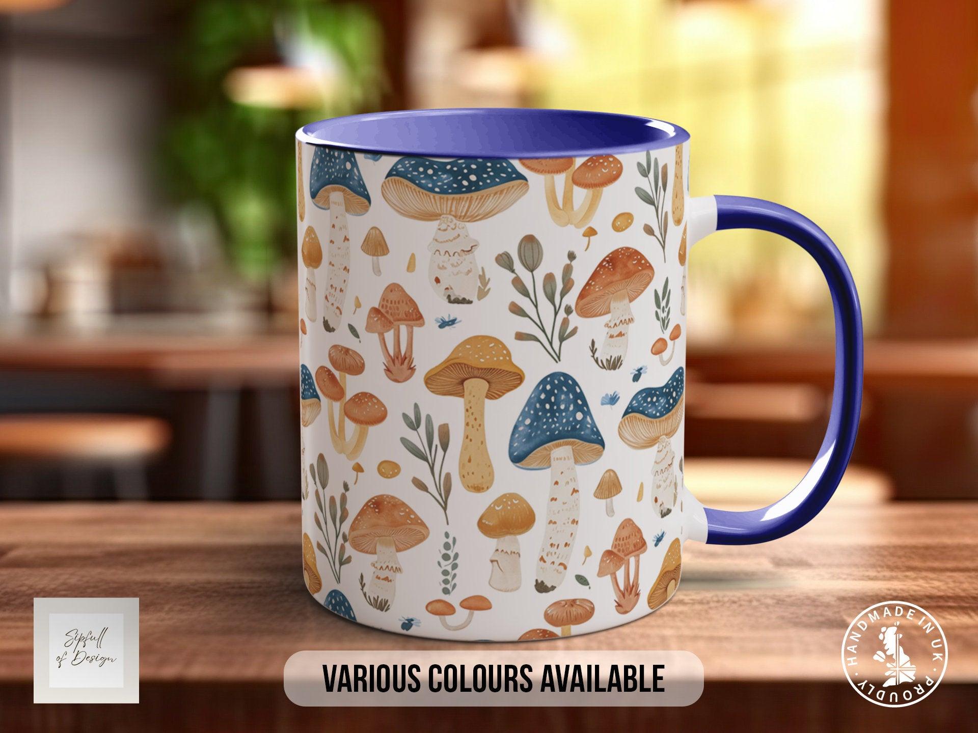 Mushroom Garden Pattern Full Wrap Coloured Art Mug - Design 1 - Sipfull of Design