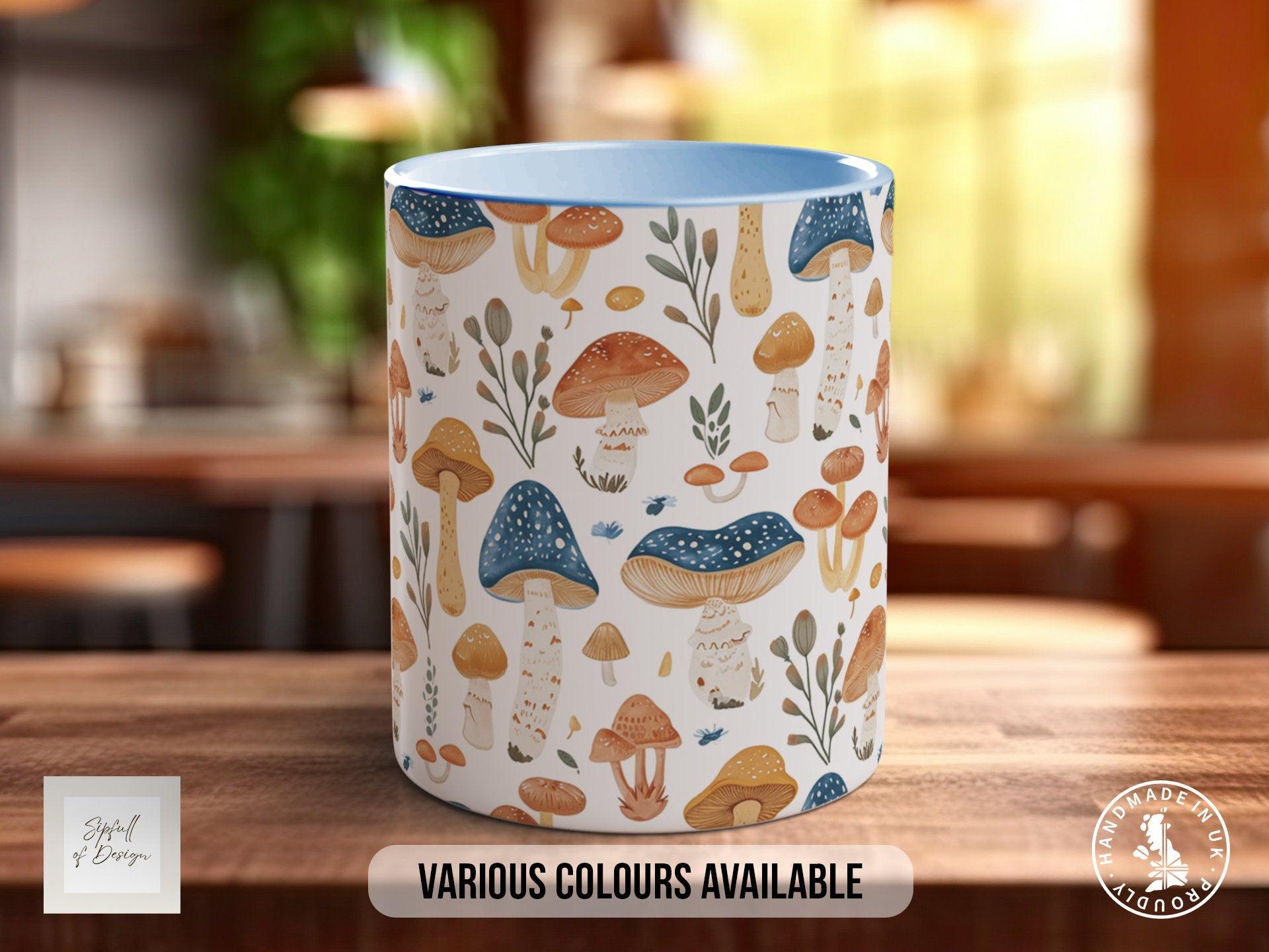 Mushroom Garden Pattern Full Wrap Coloured Art Mug - Design 1 - Sipfull of Design