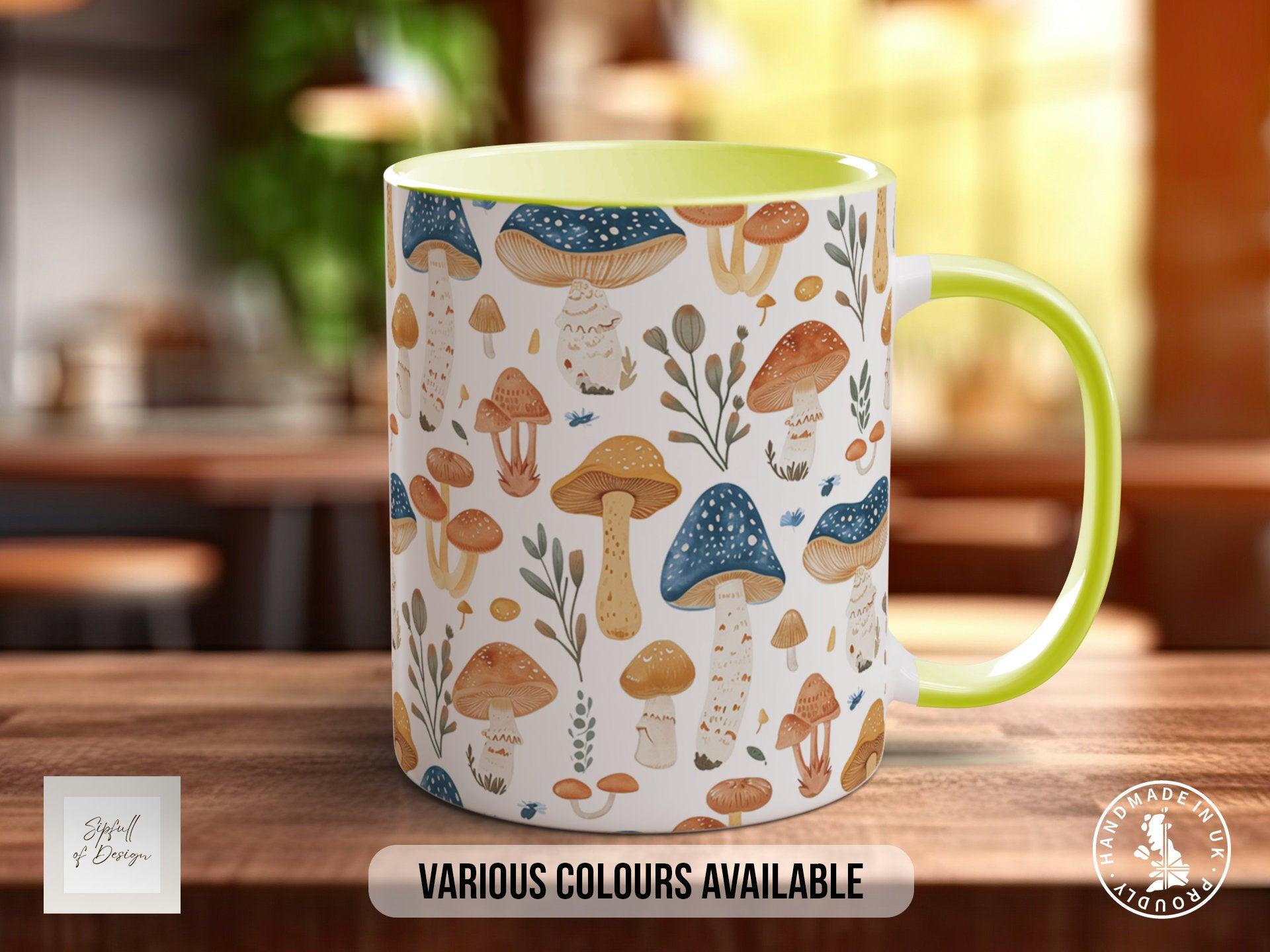 Mushroom Garden Pattern Full Wrap Coloured Art Mug - Design 1 - Sipfull of Design
