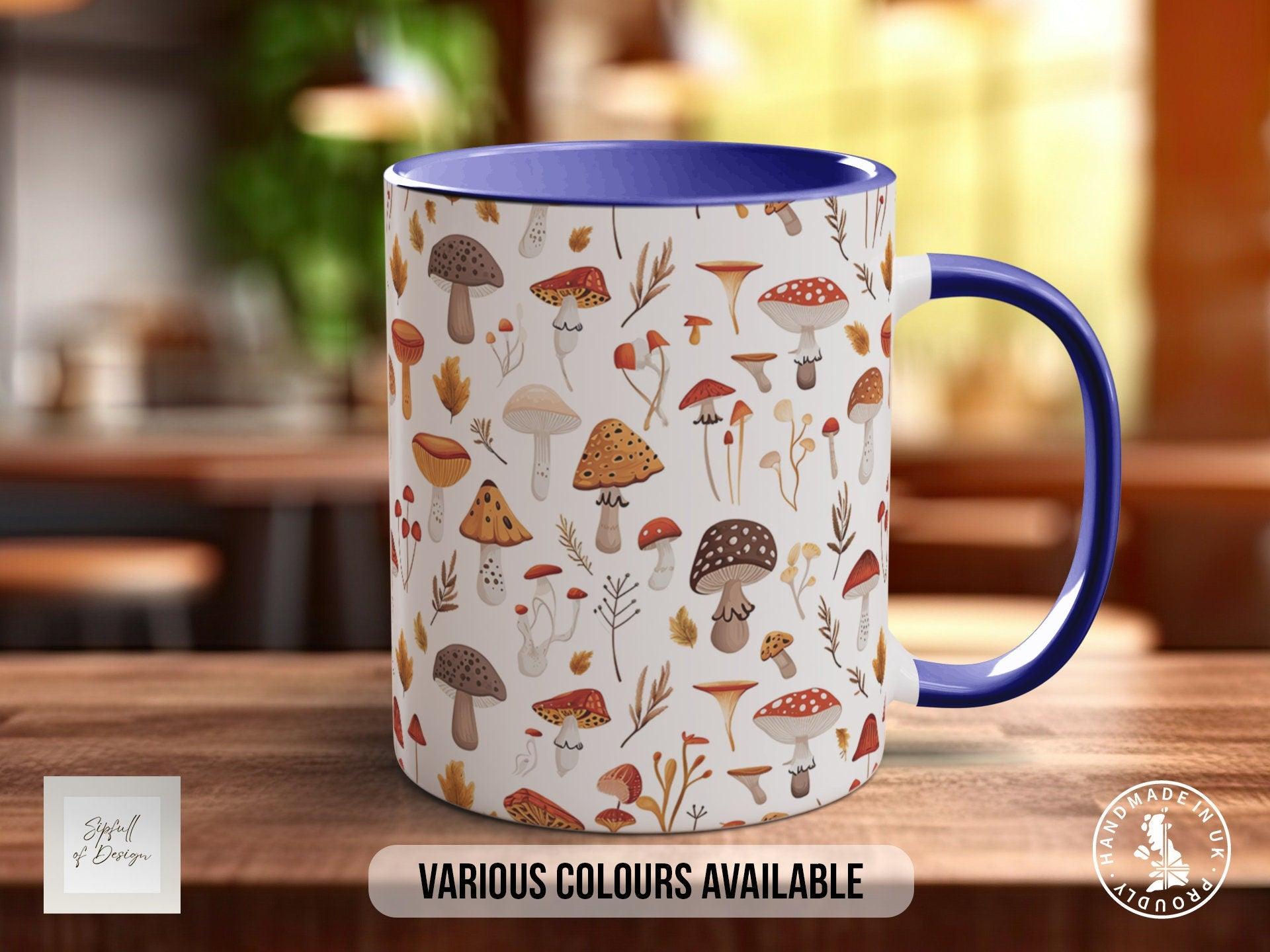 Mushroom Garden Pattern Full Wrap Coloured Art Mug - Design 2 - Sipfull of Design