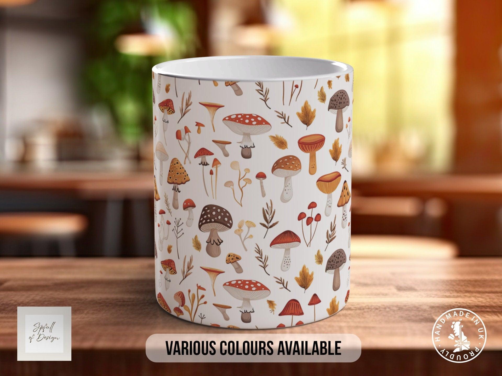 Mushroom Garden Pattern Full Wrap Coloured Art Mug - Design 2 - Sipfull of Design