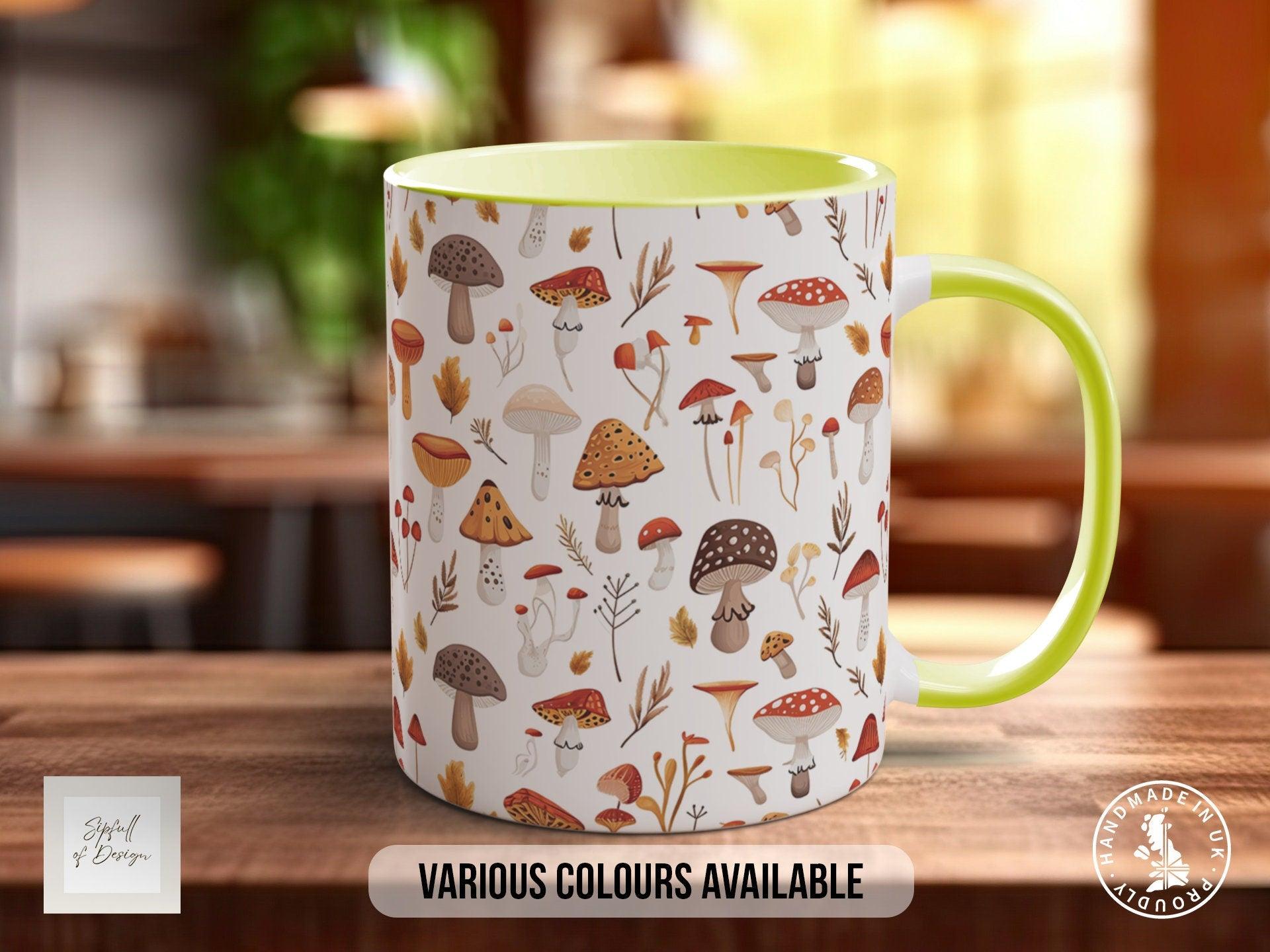 Mushroom Garden Pattern Full Wrap Coloured Art Mug - Design 2 - Sipfull of Design