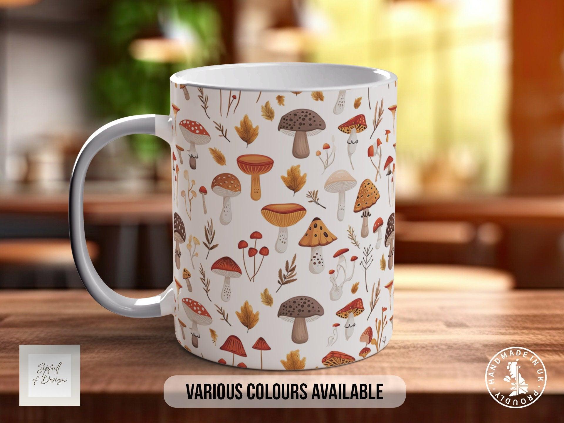 Mushroom Garden Pattern Full Wrap Coloured Art Mug - Design 2 - Sipfull of Design