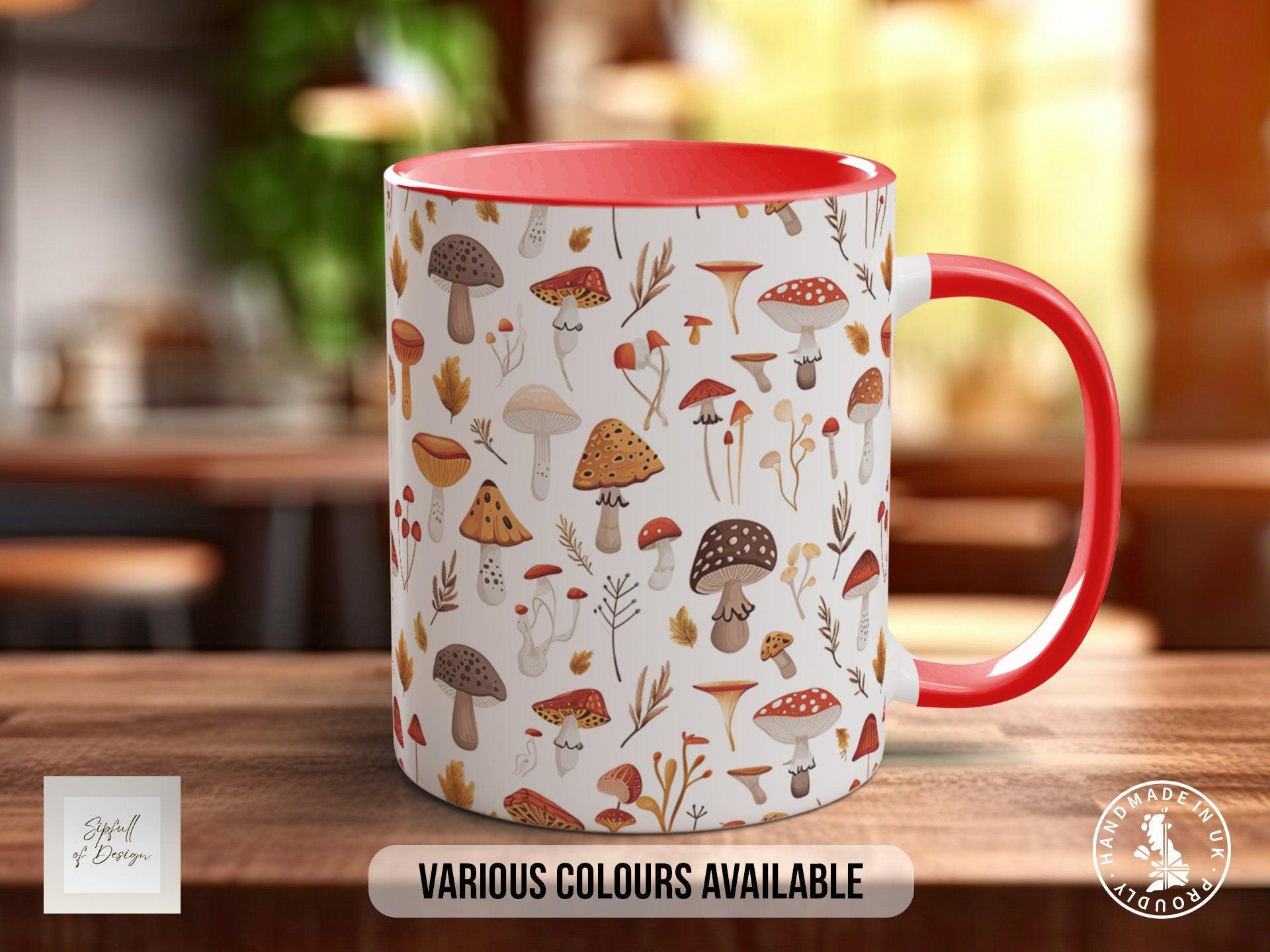 Mushroom Garden Pattern Full Wrap Coloured Art Mug - Design 2 - Sipfull of Design