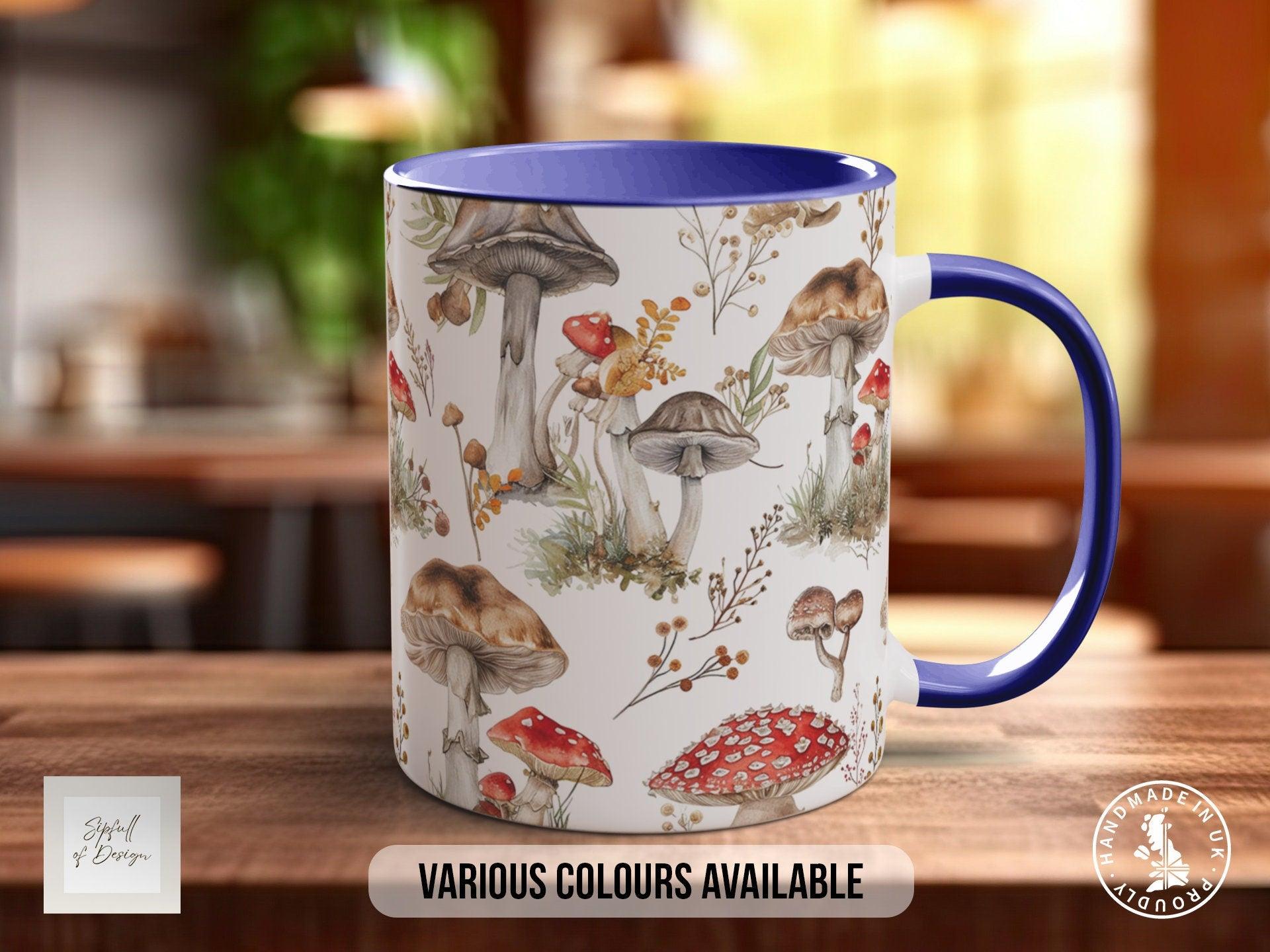 Mushroom Garden Pattern Full Wrap Coloured Art Mug - Design 3 - Sipfull of Design