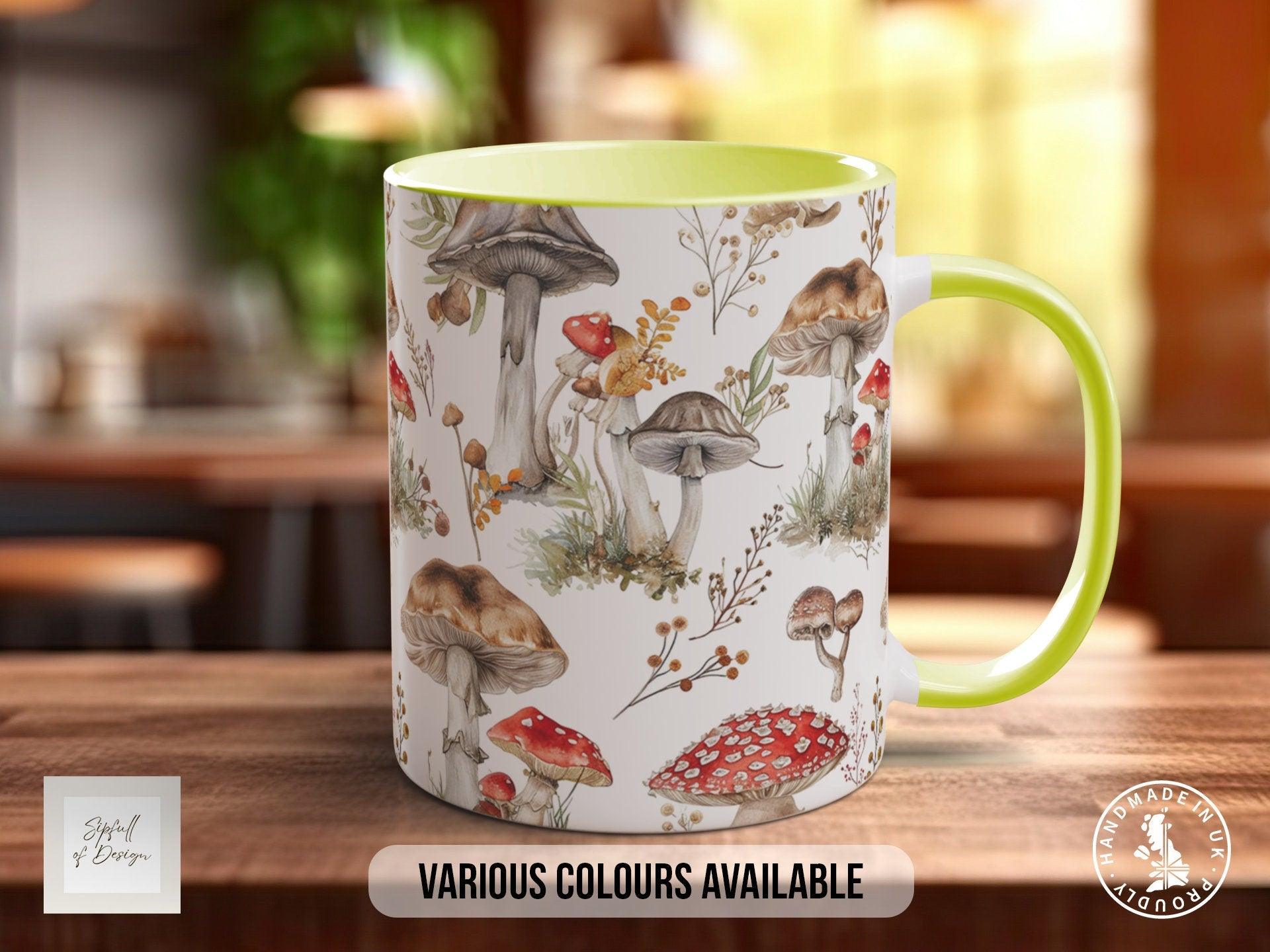 Mushroom Garden Pattern Full Wrap Coloured Art Mug - Design 3 - Sipfull of Design