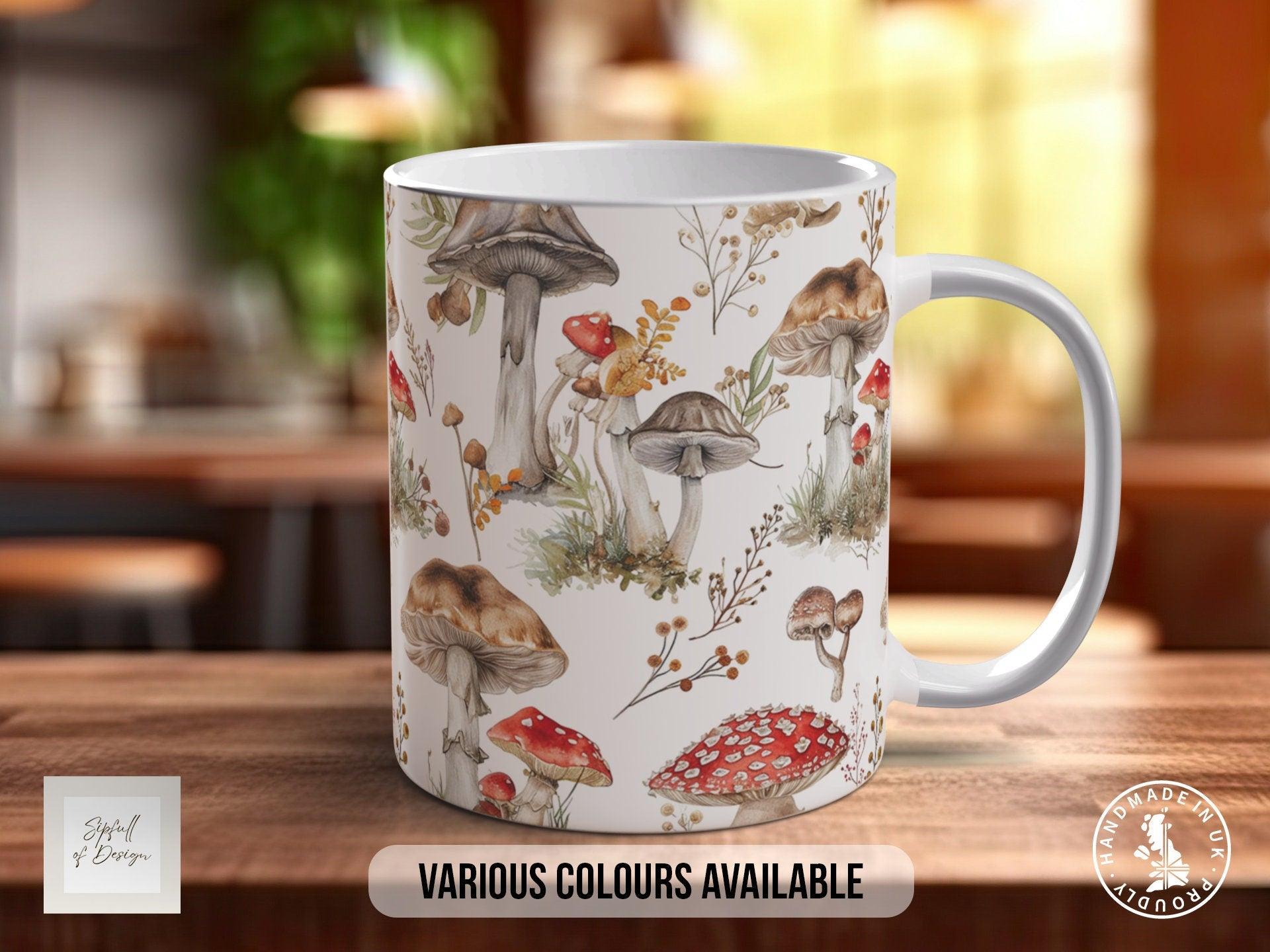 Mushroom Garden Pattern Full Wrap Coloured Art Mug - Design 3 - Sipfull of Design