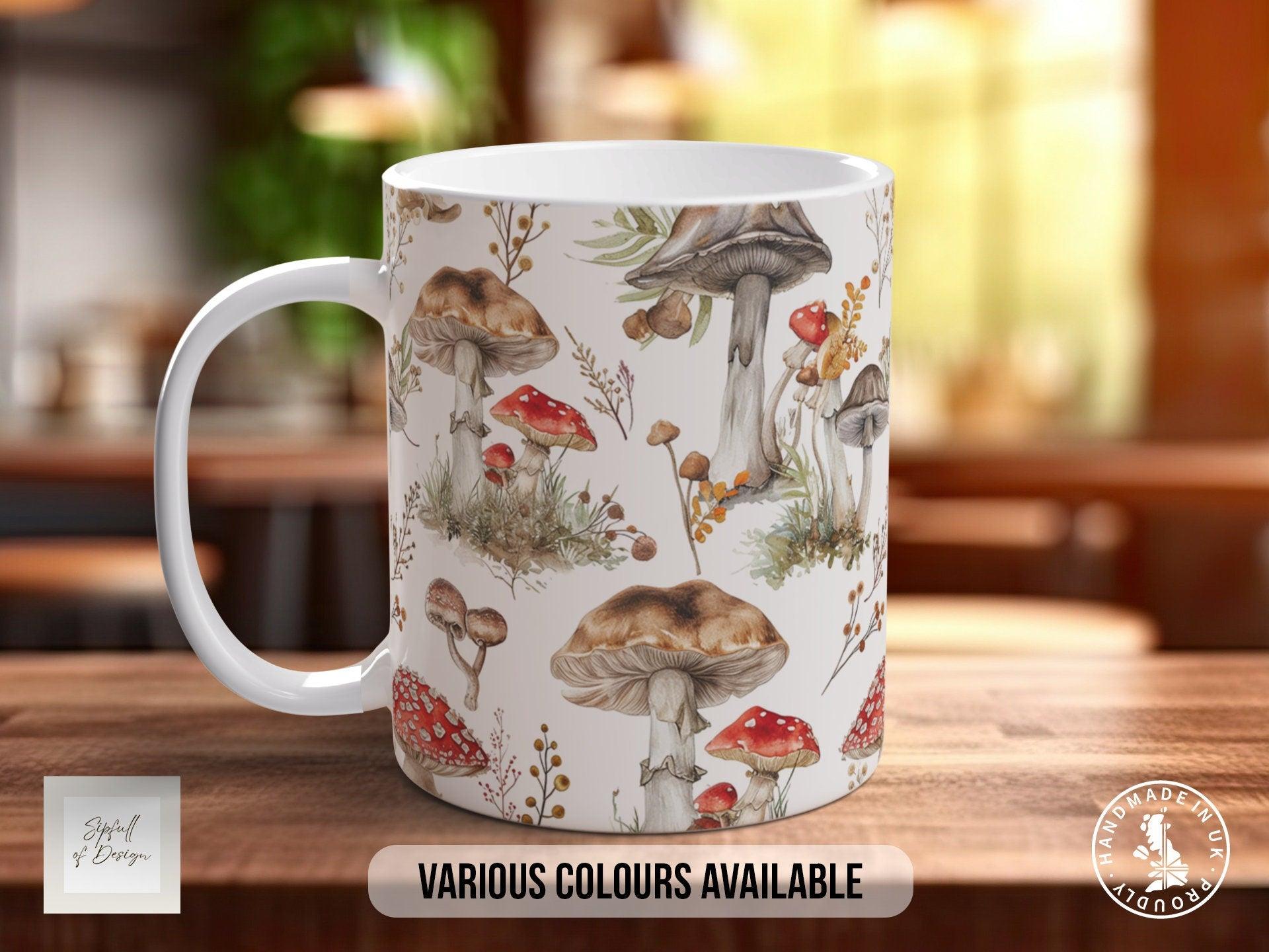 Mushroom Garden Pattern Full Wrap Coloured Art Mug - Design 3 - Sipfull of Design