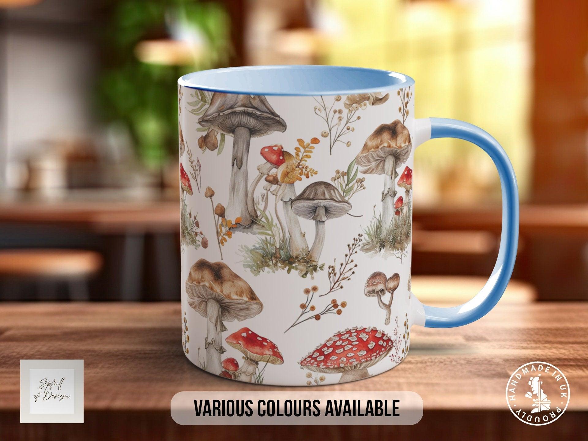 Mushroom Garden Pattern Full Wrap Coloured Art Mug - Design 3 - Sipfull of Design