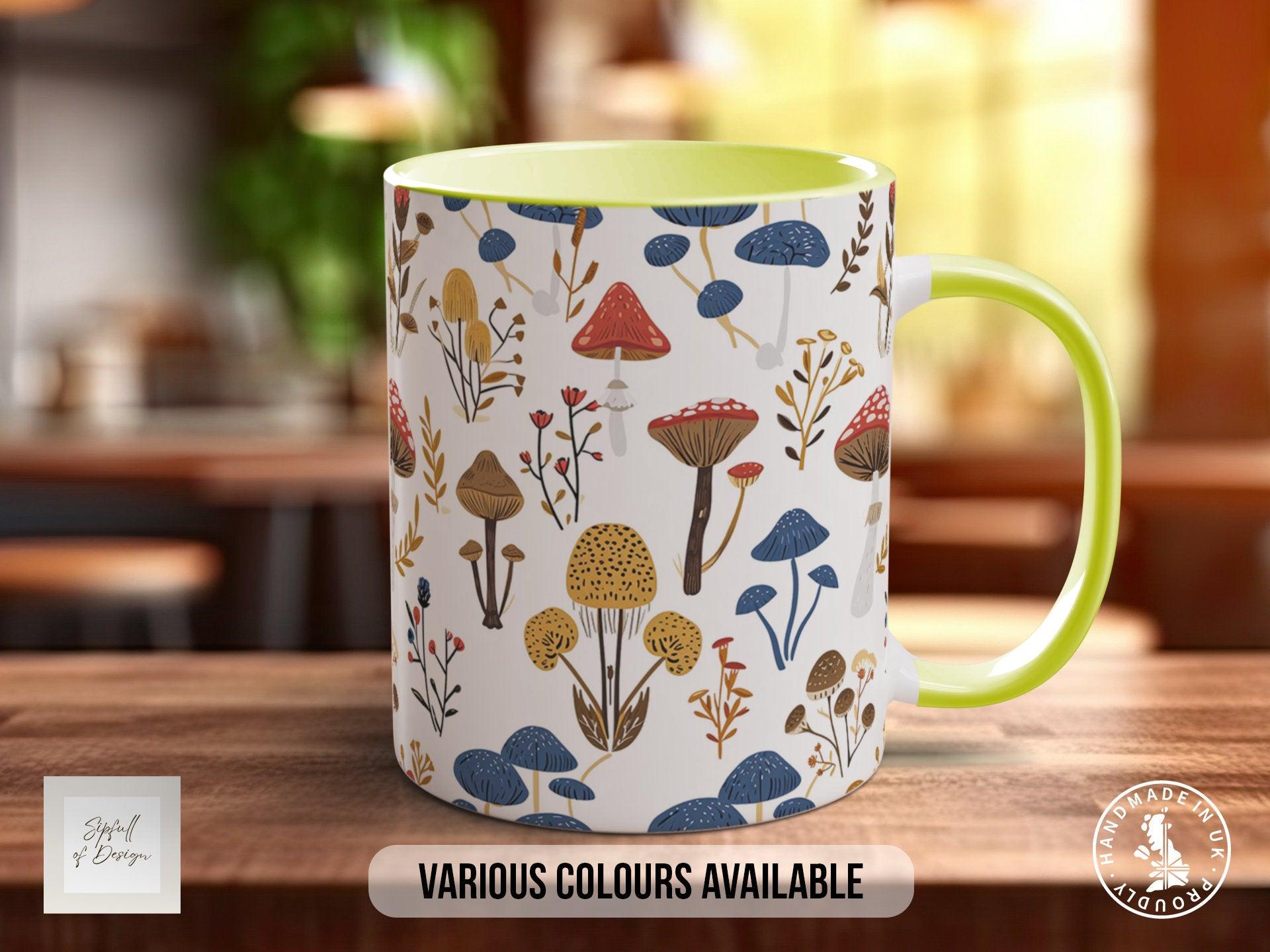 Mushroom Garden Pattern Full Wrap Coloured Art Mug - Design 4 - Sipfull of Design