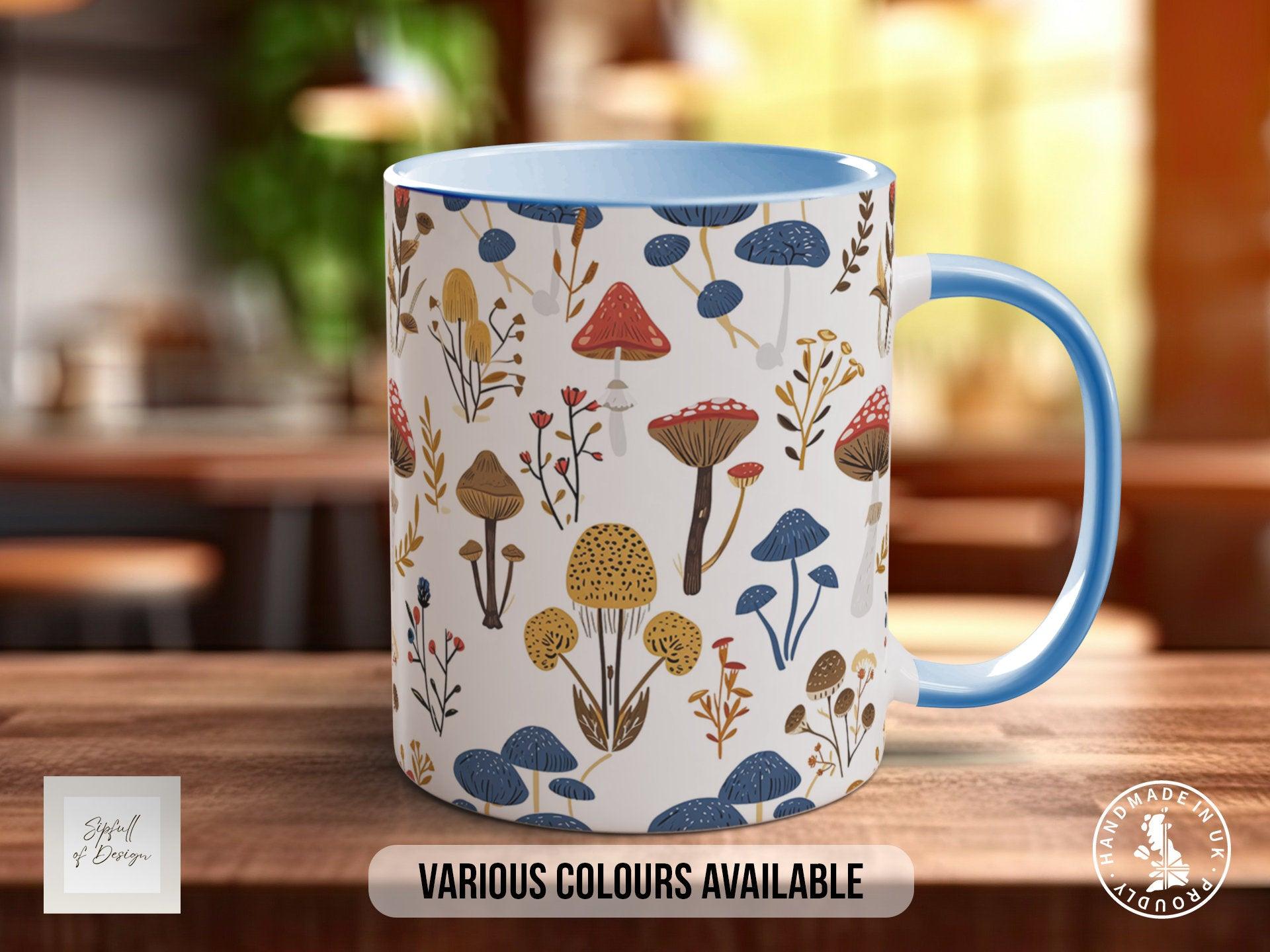 Mushroom Garden Pattern Full Wrap Coloured Art Mug - Design 4 - Sipfull of Design