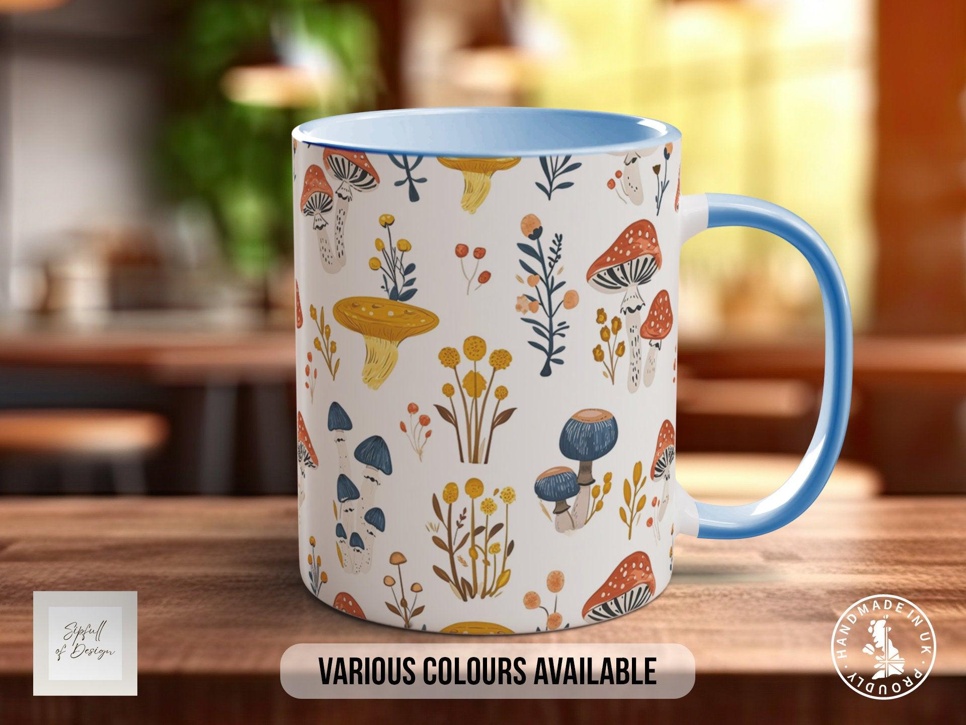 Mushroom Garden Pattern Full Wrap Coloured Art Mug - Design 5 - Sipfull of Design