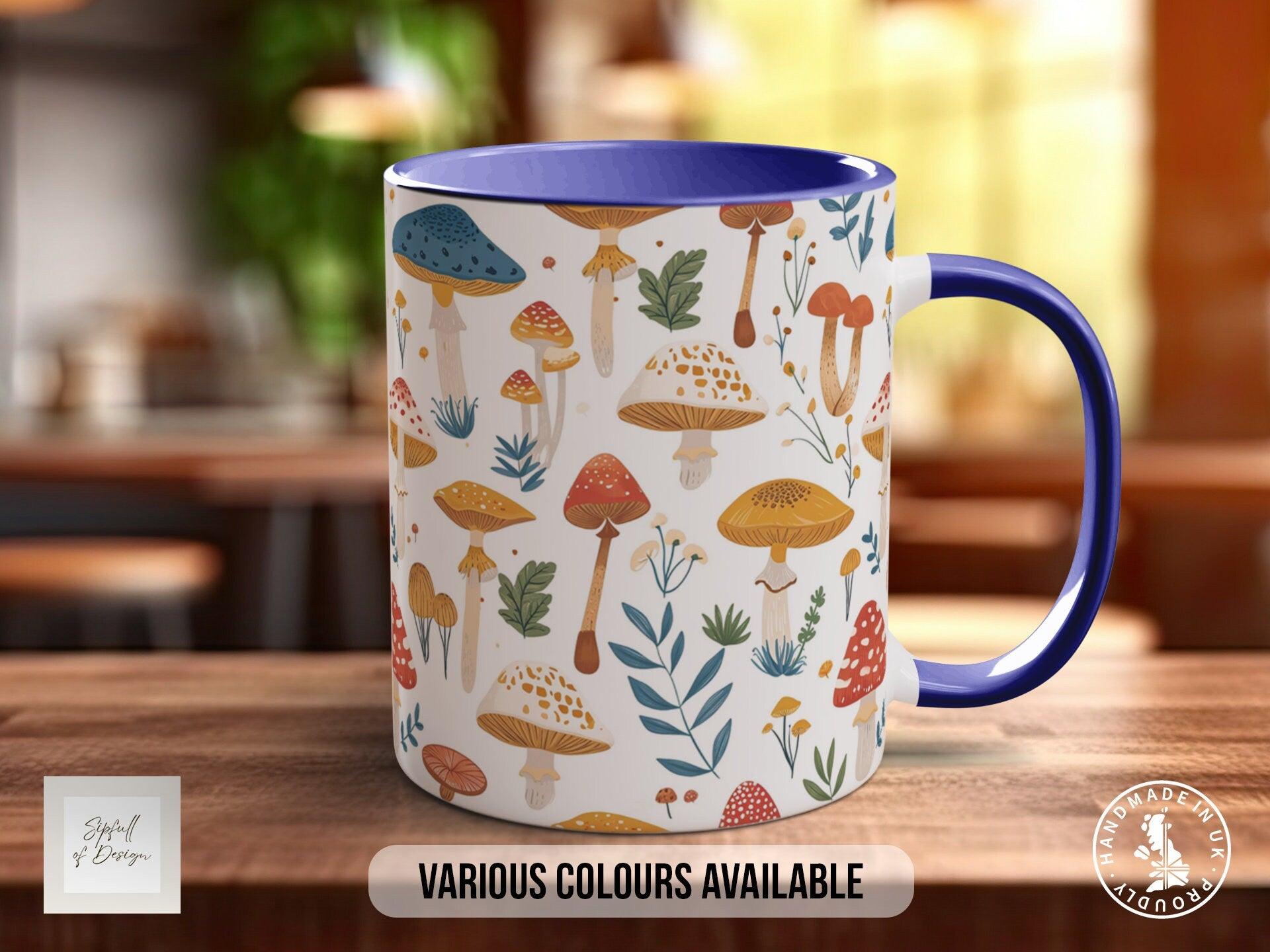 Mushroom Garden Pattern Full Wrap Coloured Art Mug - Design 11 - Sipfull of Design