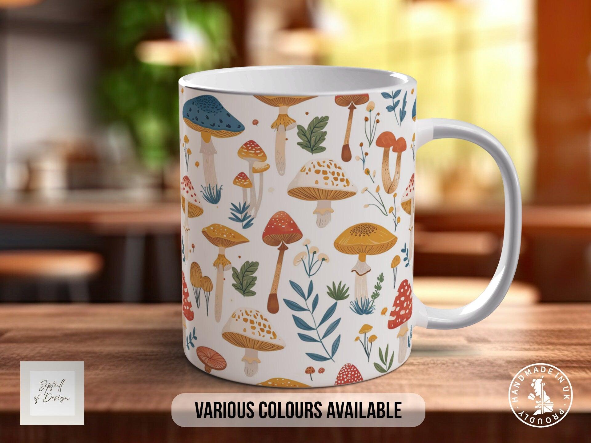 Mushroom Garden Pattern Full Wrap Coloured Art Mug - Design 11 - Sipfull of Design