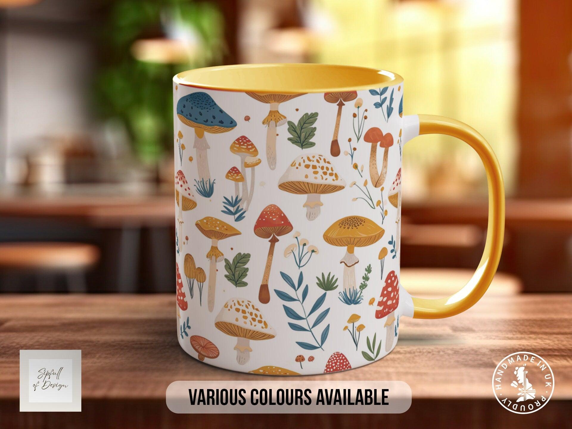 Mushroom Garden Pattern Full Wrap Coloured Art Mug - Design 11 - Sipfull of Design
