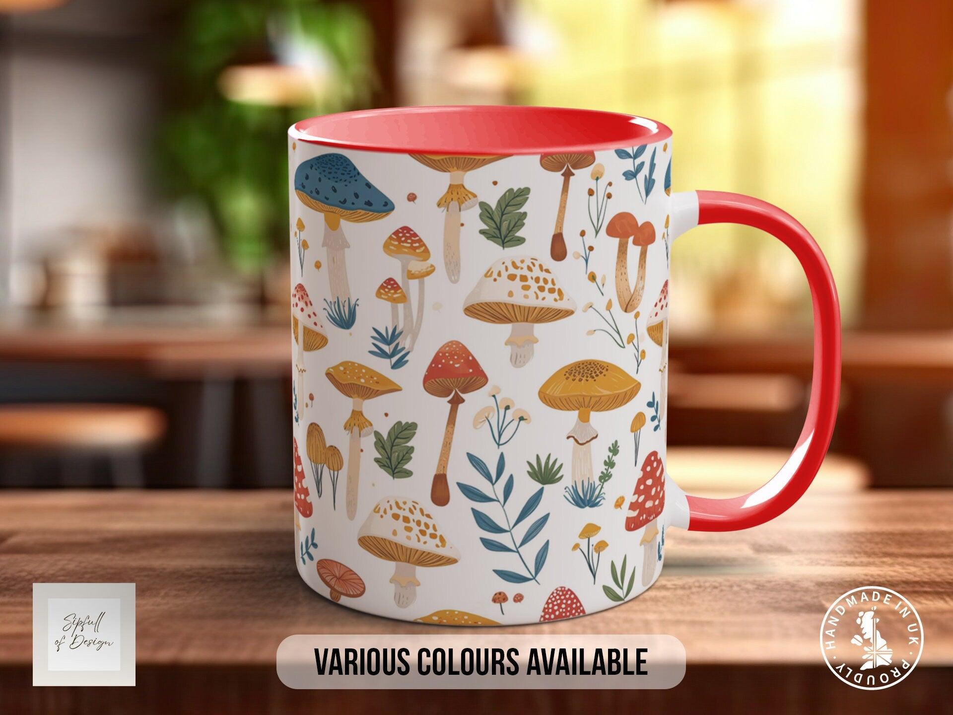 Mushroom Garden Pattern Full Wrap Coloured Art Mug - Design 11 - Sipfull of Design