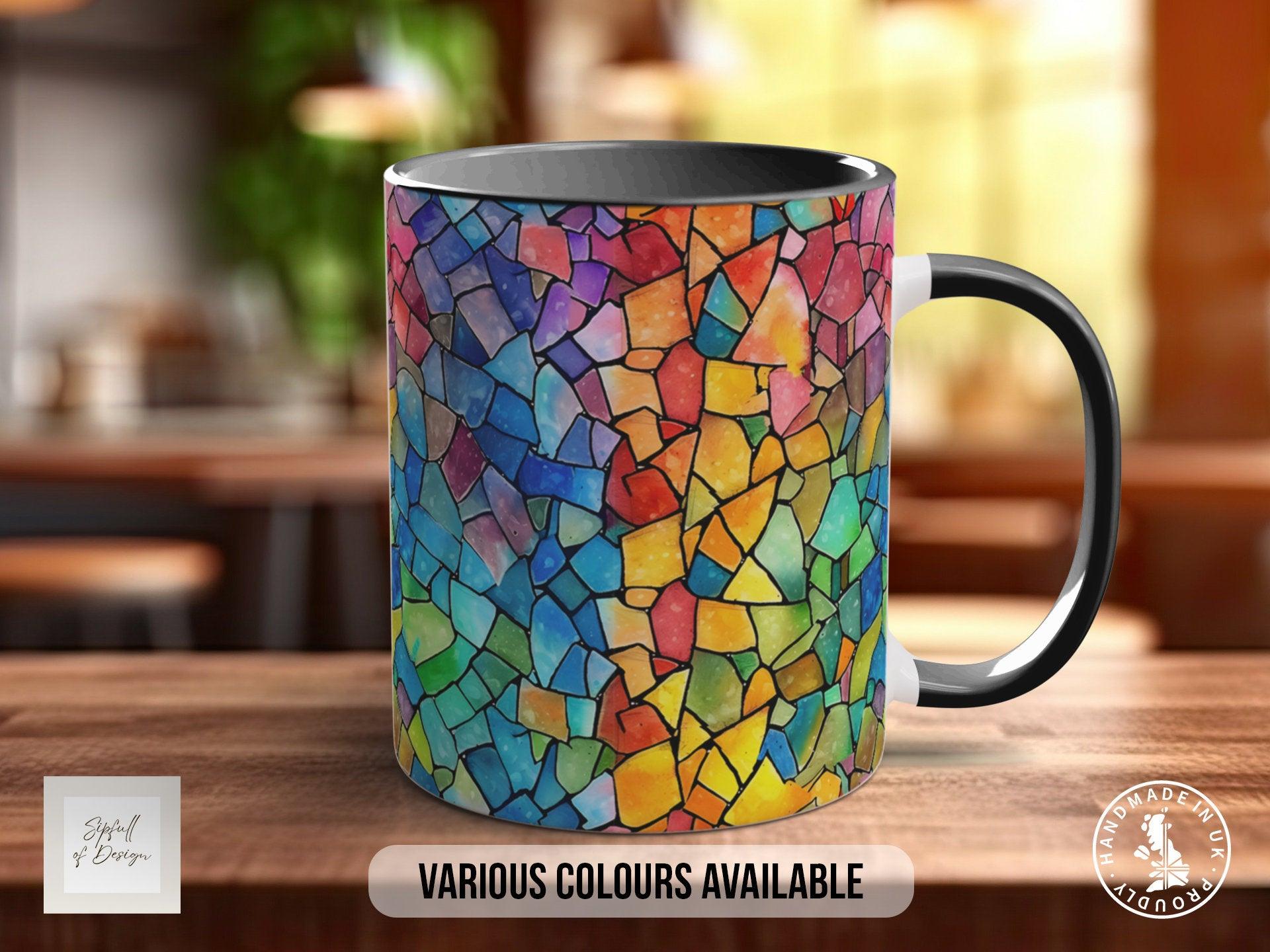 Watercolour Rainbow Stained Glass Pattern Full Wrap Coloured Art Mug - Design 2 - Sipfull of Design