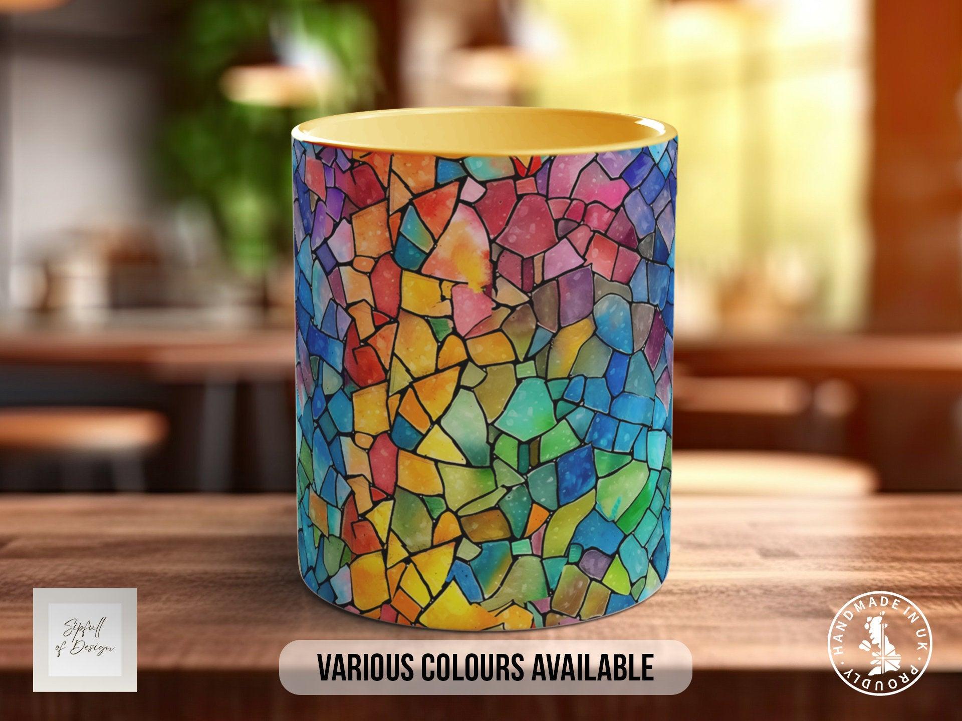 Watercolour Rainbow Stained Glass Pattern Full Wrap Coloured Art Mug - Design 2 - Sipfull of Design