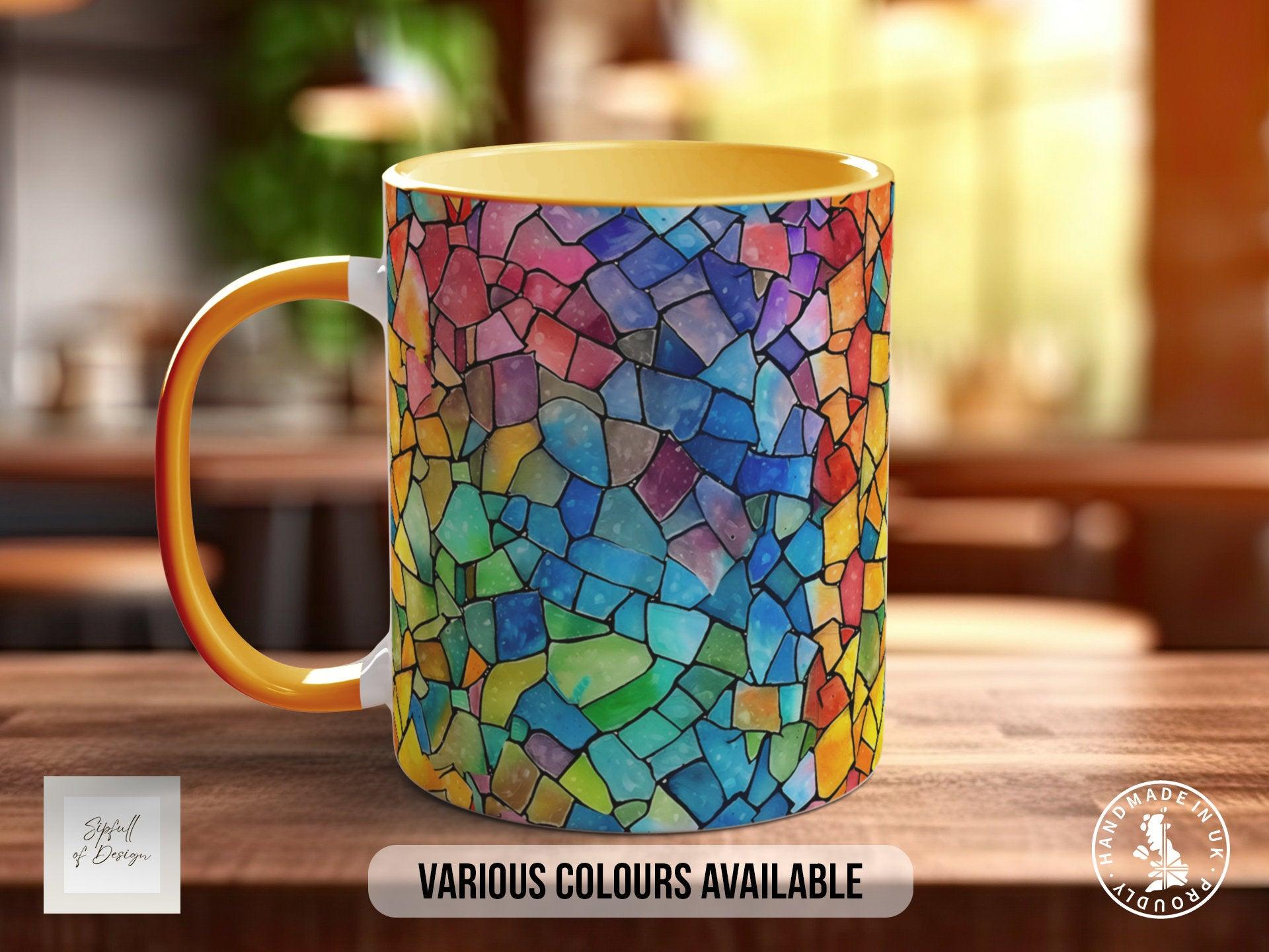 Watercolour Rainbow Stained Glass Pattern Full Wrap Coloured Art Mug - Design 2 - Sipfull of Design