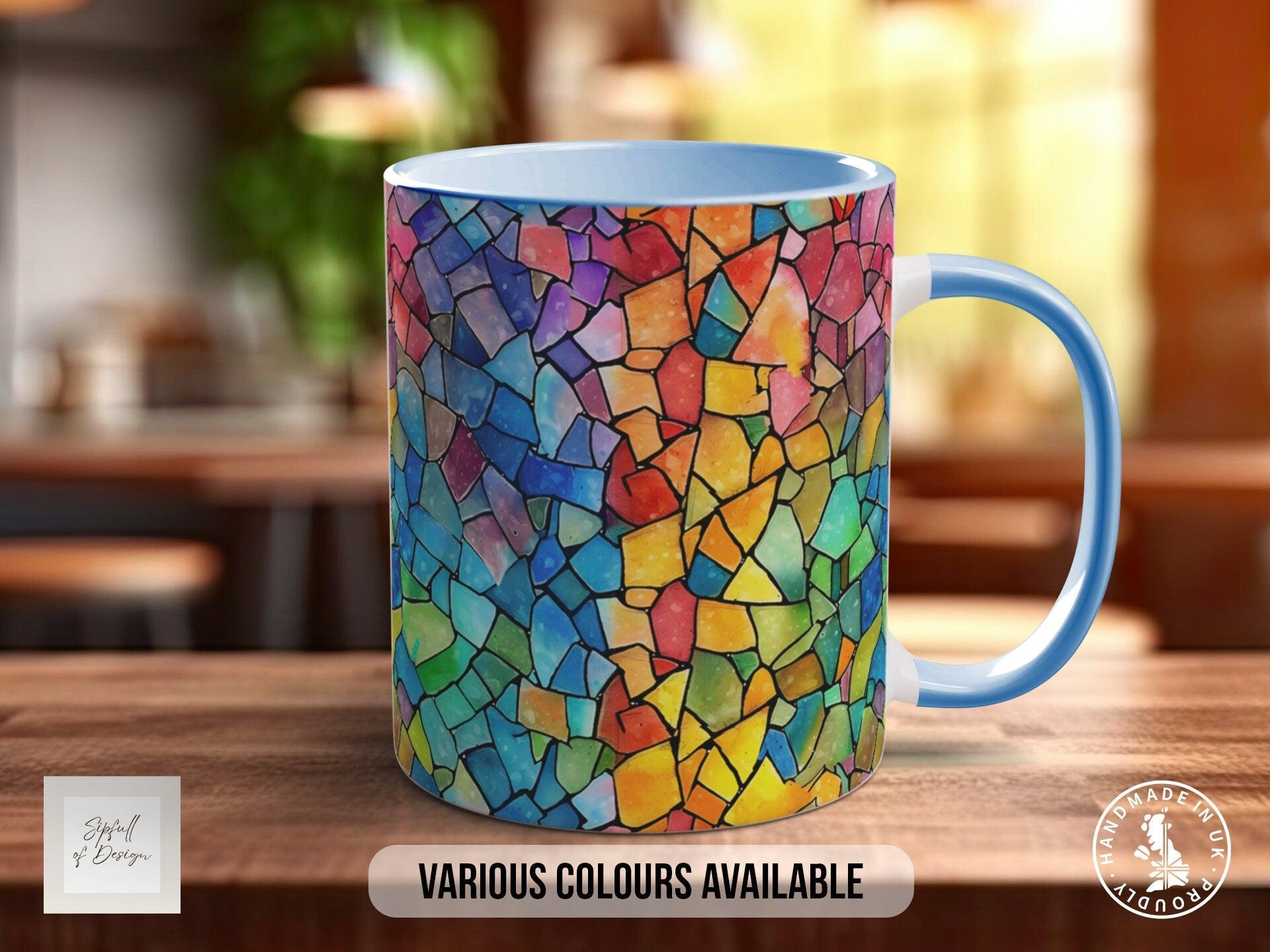 Watercolour Rainbow Stained Glass Pattern Full Wrap Coloured Art Mug - Design 2 - Sipfull of Design