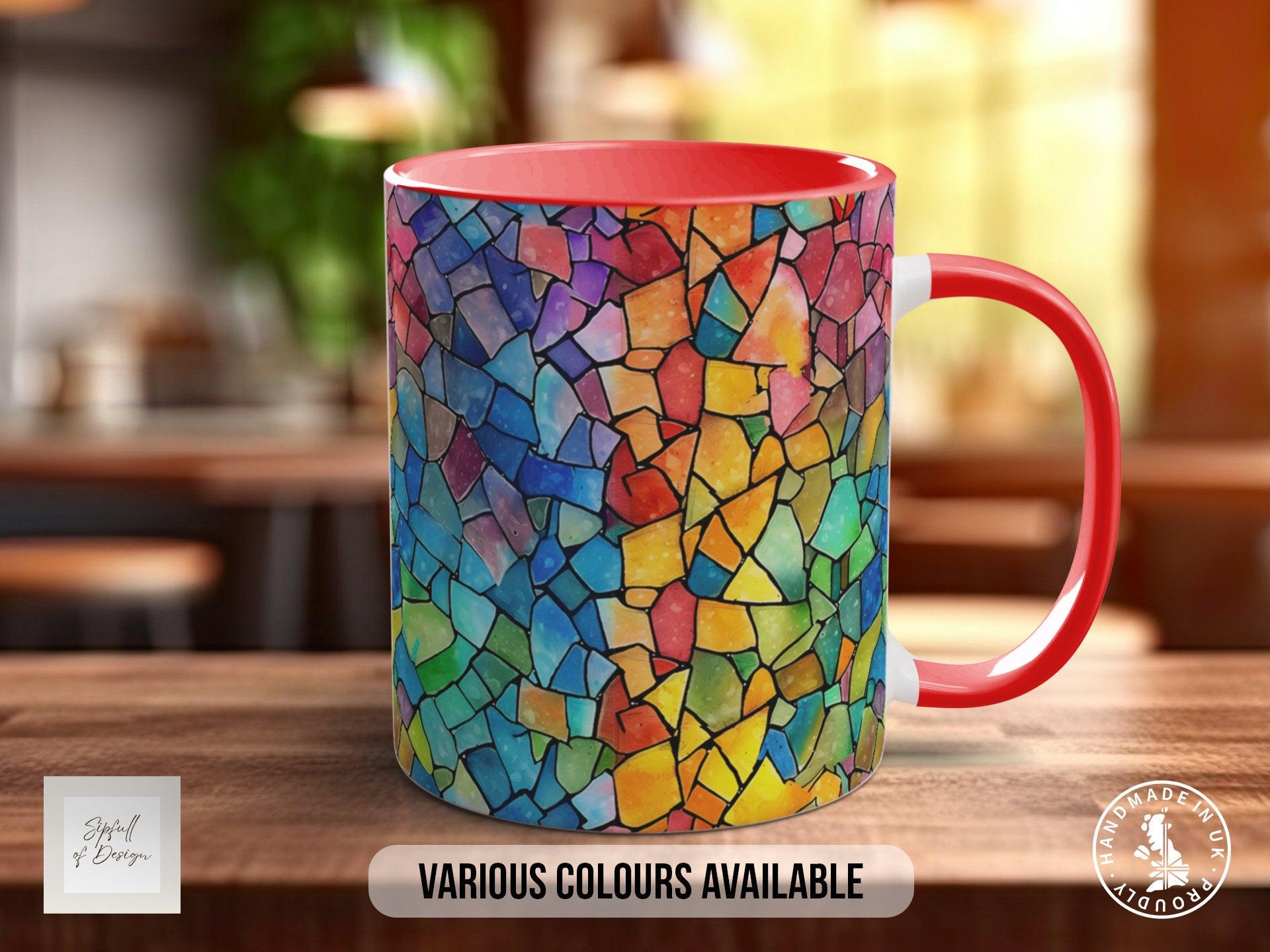 Watercolour Rainbow Stained Glass Pattern Full Wrap Coloured Art Mug - Design 2 - Sipfull of Design