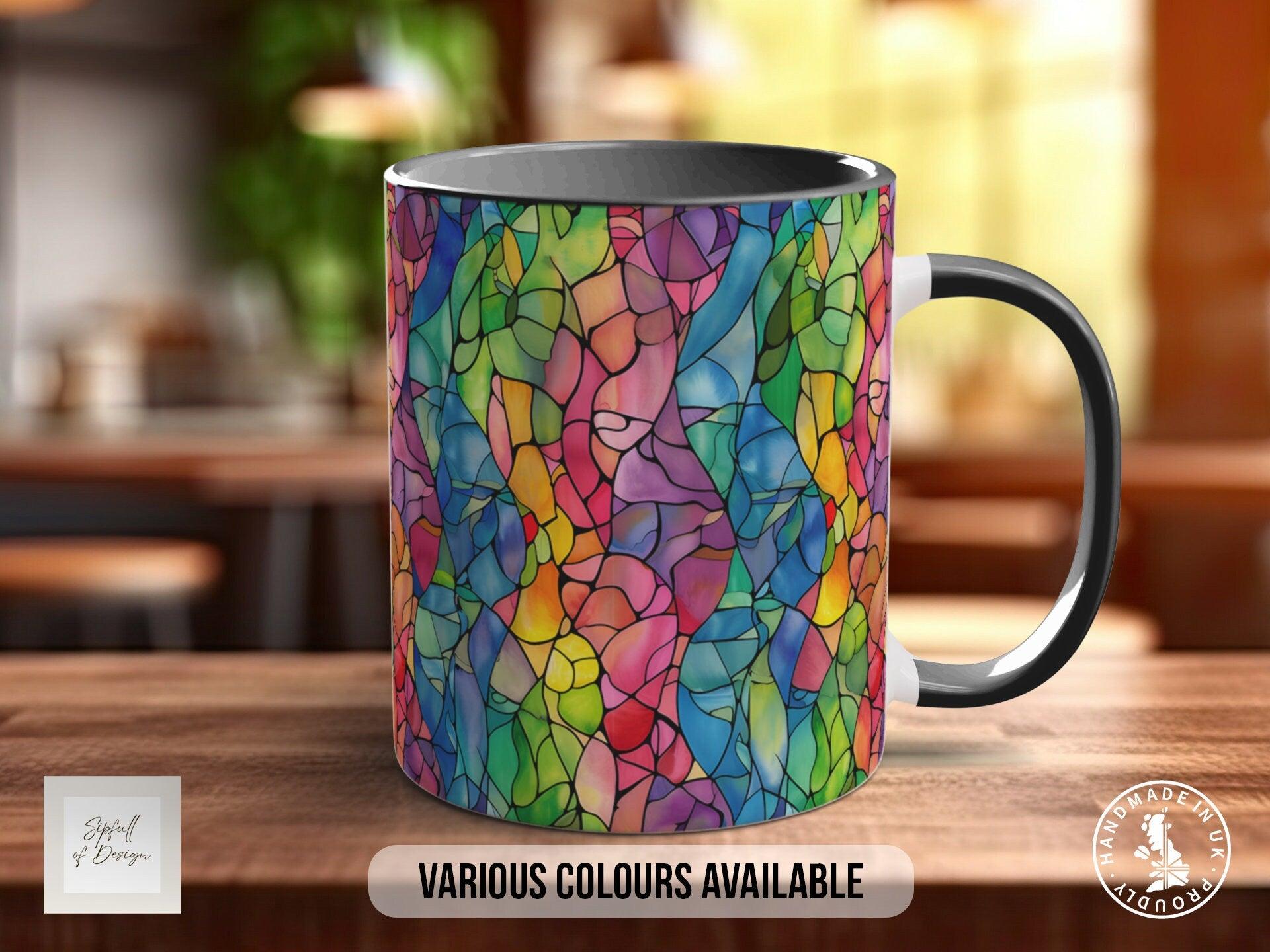 Watercolour Rainbow Stained Glass Pattern Full Wrap Coloured Art Mug - Design 4 - Sipfull of Design