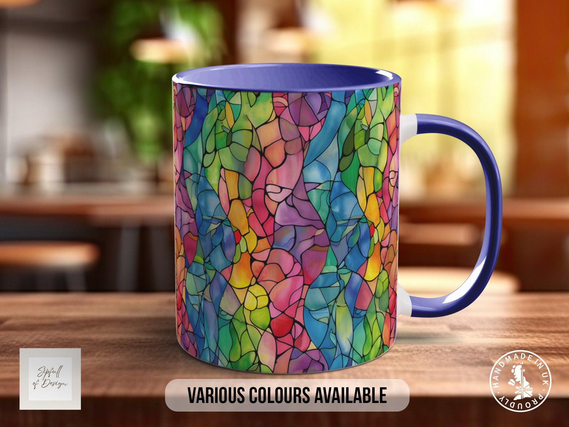 Watercolour Rainbow Stained Glass Pattern Full Wrap Coloured Art Mug - Design 4 - Sipfull of Design