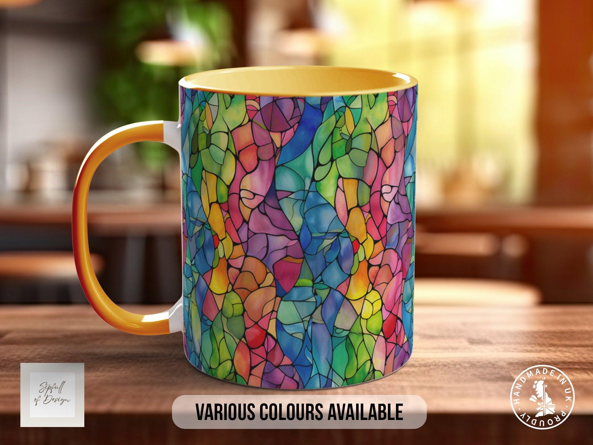 Watercolour Rainbow Stained Glass Pattern Full Wrap Coloured Art Mug - Design 4 - Sipfull of Design