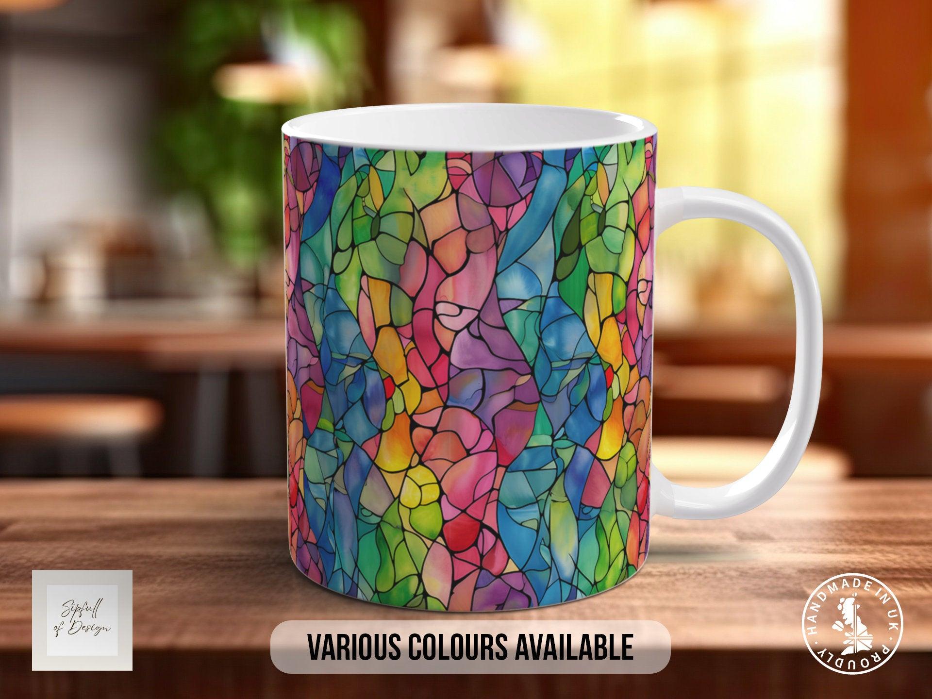 Watercolour Rainbow Stained Glass Pattern Full Wrap Coloured Art Mug - Design 4 - Sipfull of Design