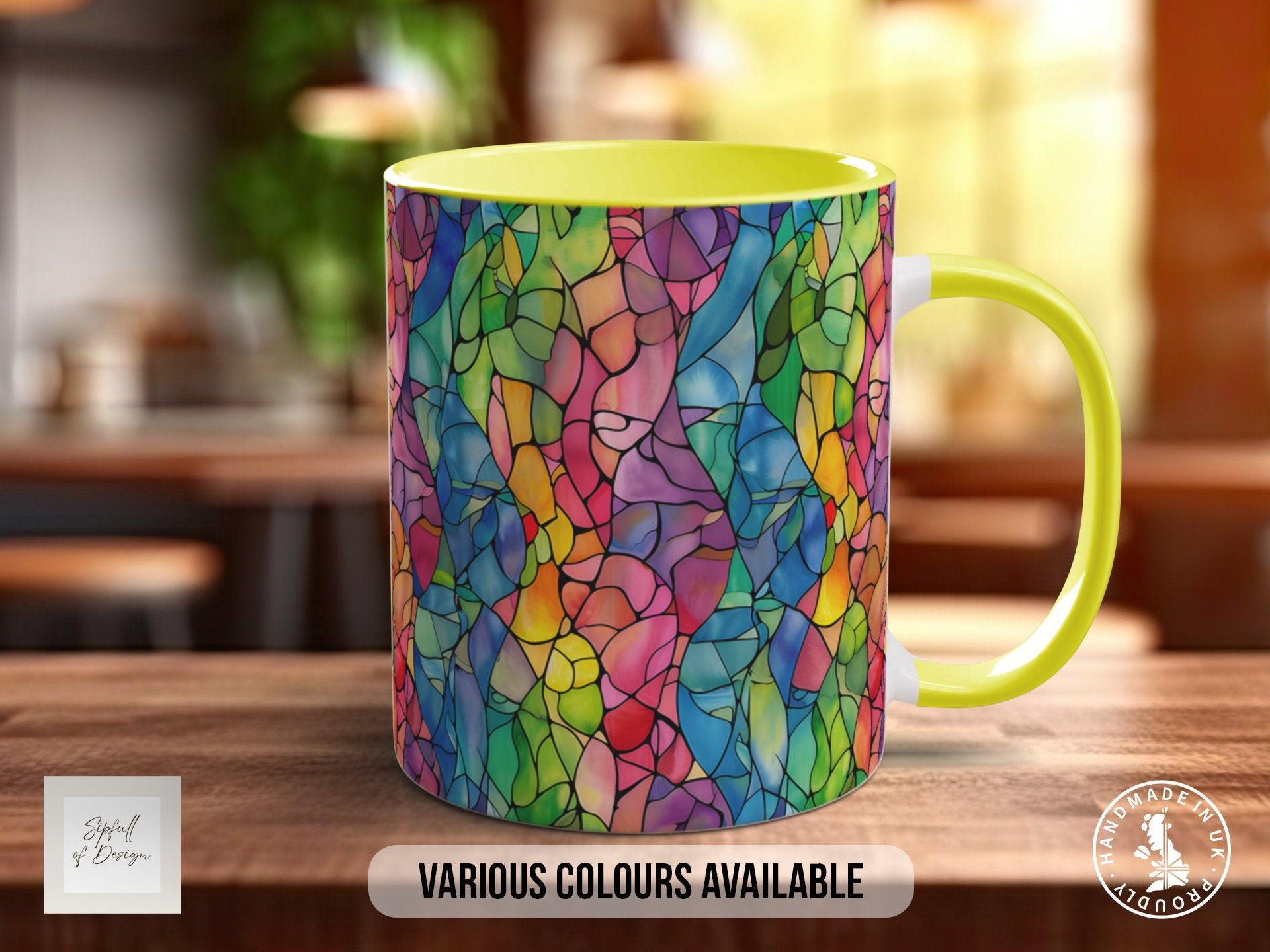 Watercolour Rainbow Stained Glass Pattern Full Wrap Coloured Art Mug - Design 4 - Sipfull of Design