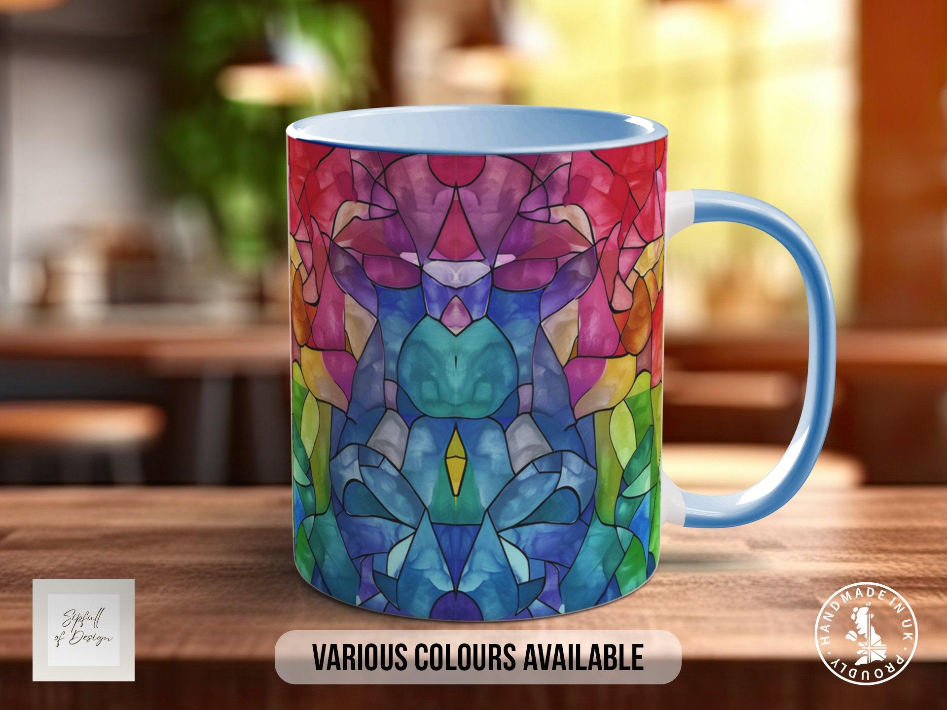 Watercolour Rainbow Stained Glass Pattern Full Wrap Coloured Art Mug - Design 8 - Sipfull of Design