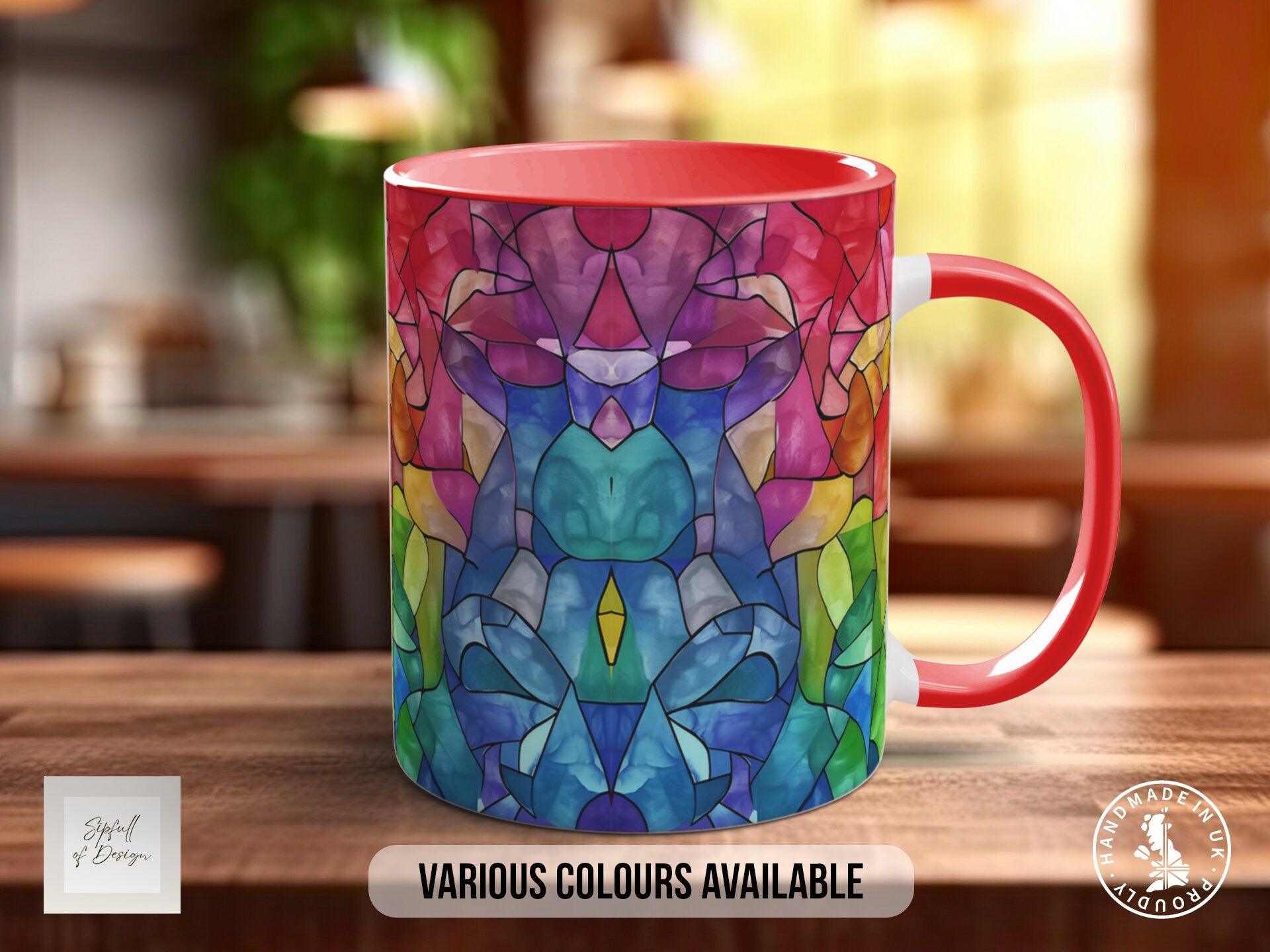 Watercolour Rainbow Stained Glass Pattern Full Wrap Coloured Art Mug - Design 8 - Sipfull of Design