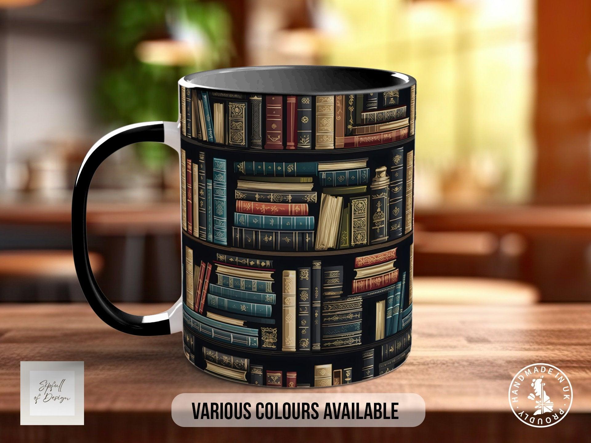 Book Shelf Pattern Full Wrap Coloured Art Mug - Design 1 - Sipfull of Design