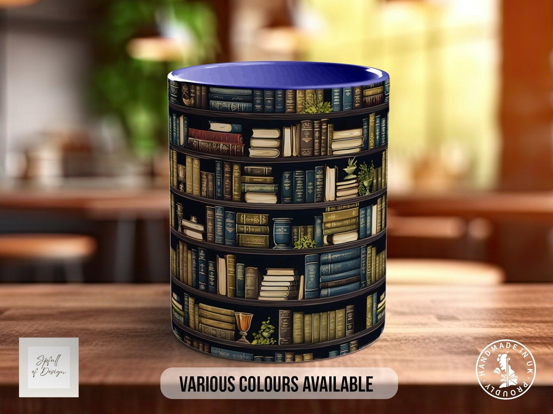 Book Shelf Pattern Full Wrap Coloured Art Mug - Design 3 - Sipfull of Design