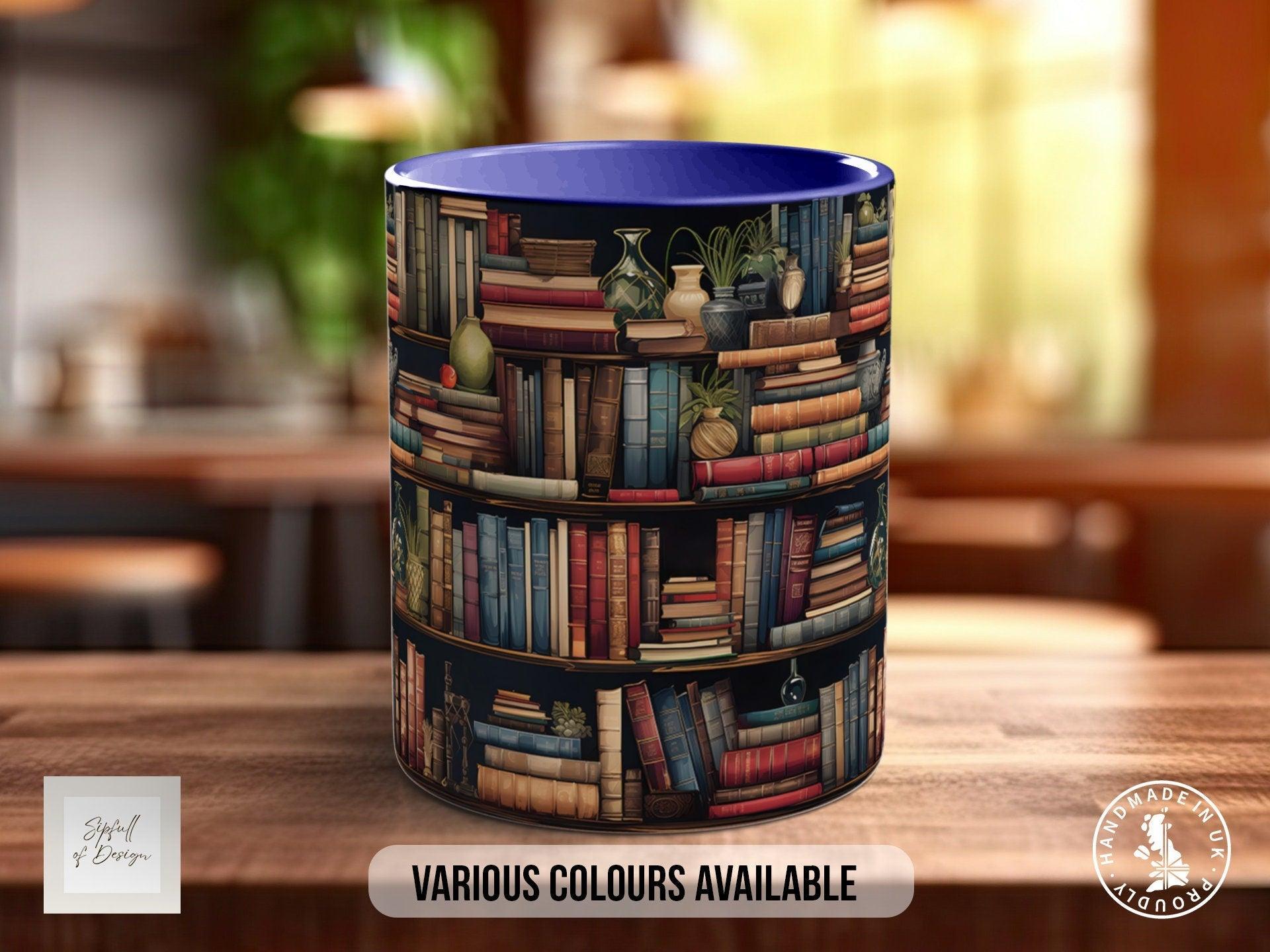 Book Shelf Pattern Full Wrap Coloured Art Mug - Design 4 - Sipfull of Design