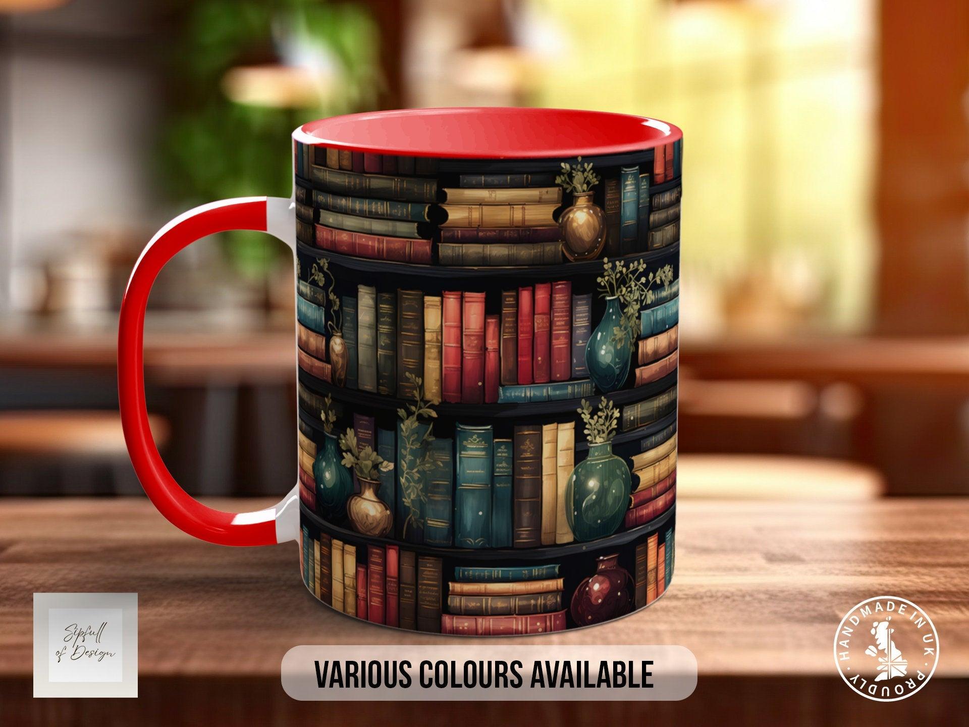 Book Shelf Pattern Full Wrap Coloured Art Mug - Design 6 - Sipfull of Design