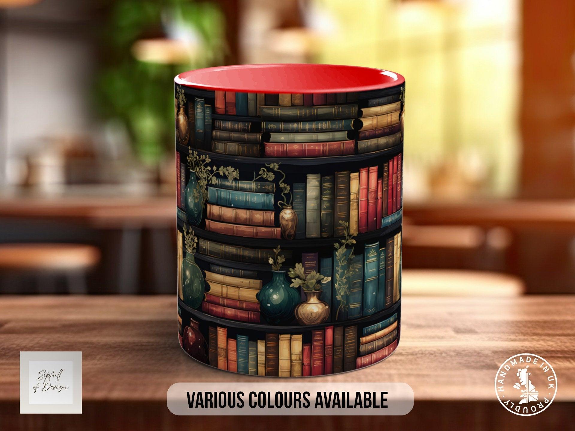 Book Shelf Pattern Full Wrap Coloured Art Mug - Design 6 - Sipfull of Design