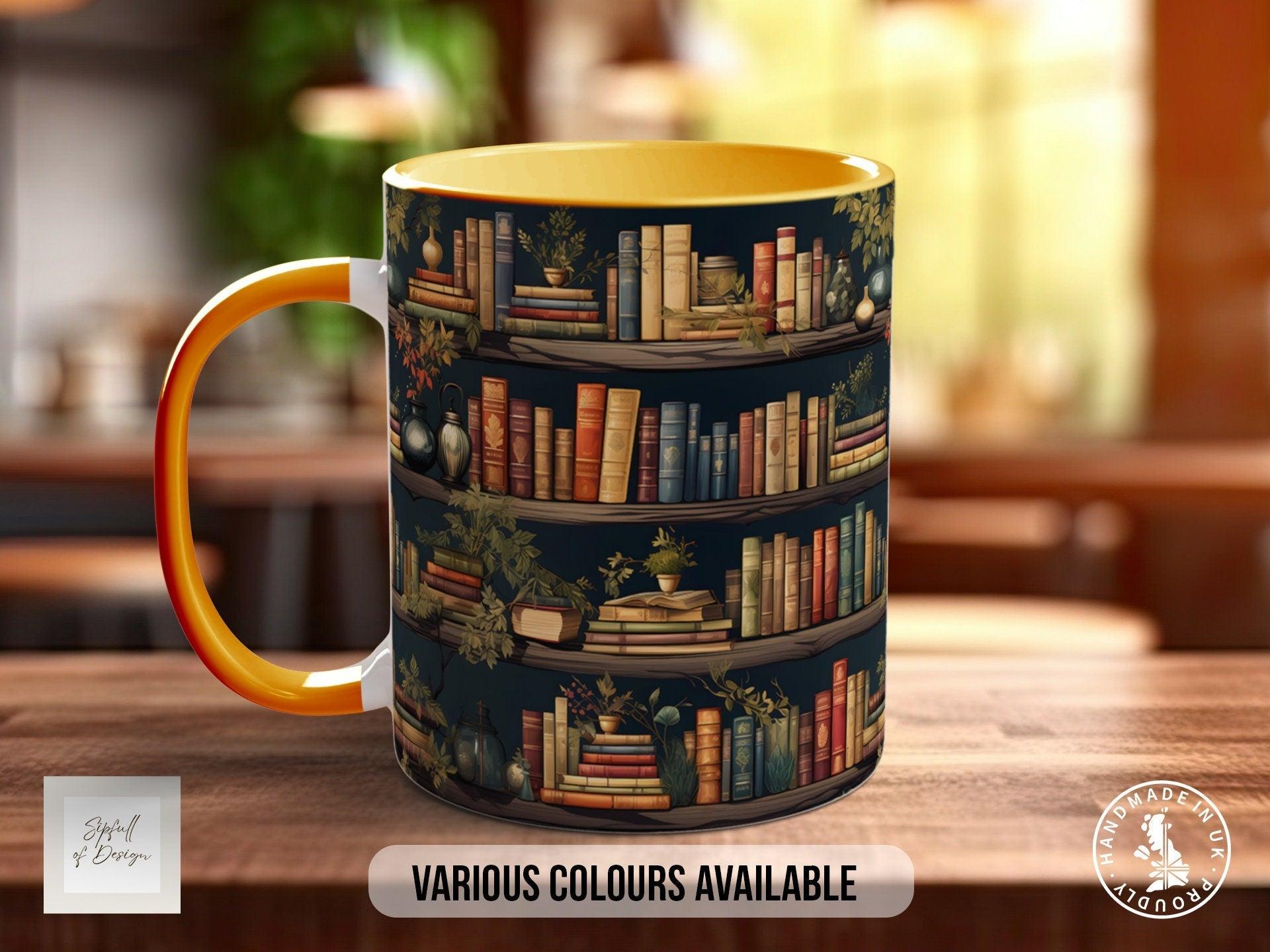 Book Shelf Pattern Full Wrap Coloured Art Mug - Design 8 - Sipfull of Design
