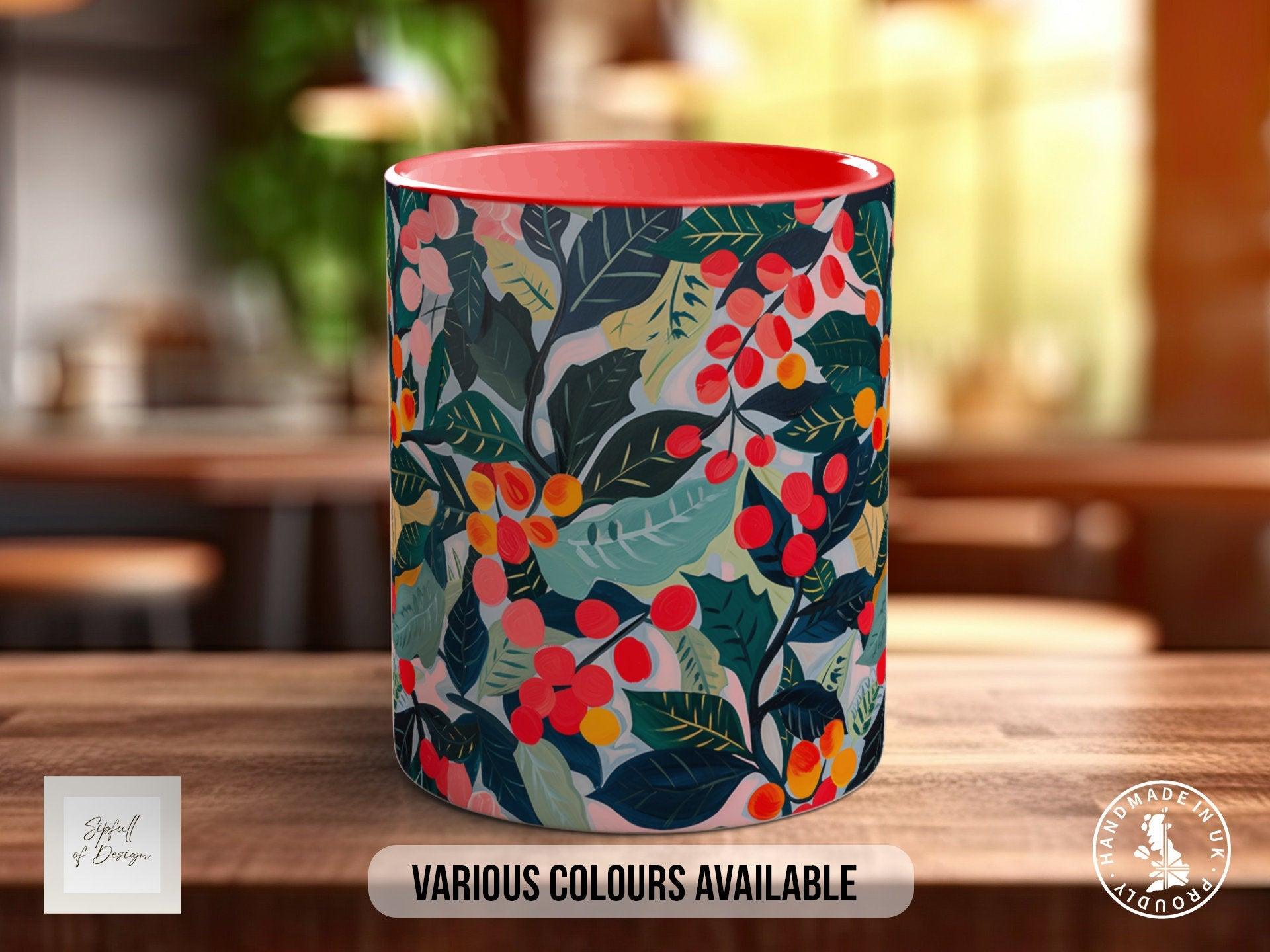 Birth Month Flowers Mug - December Narcissus and Holly - - Sipfull of Design