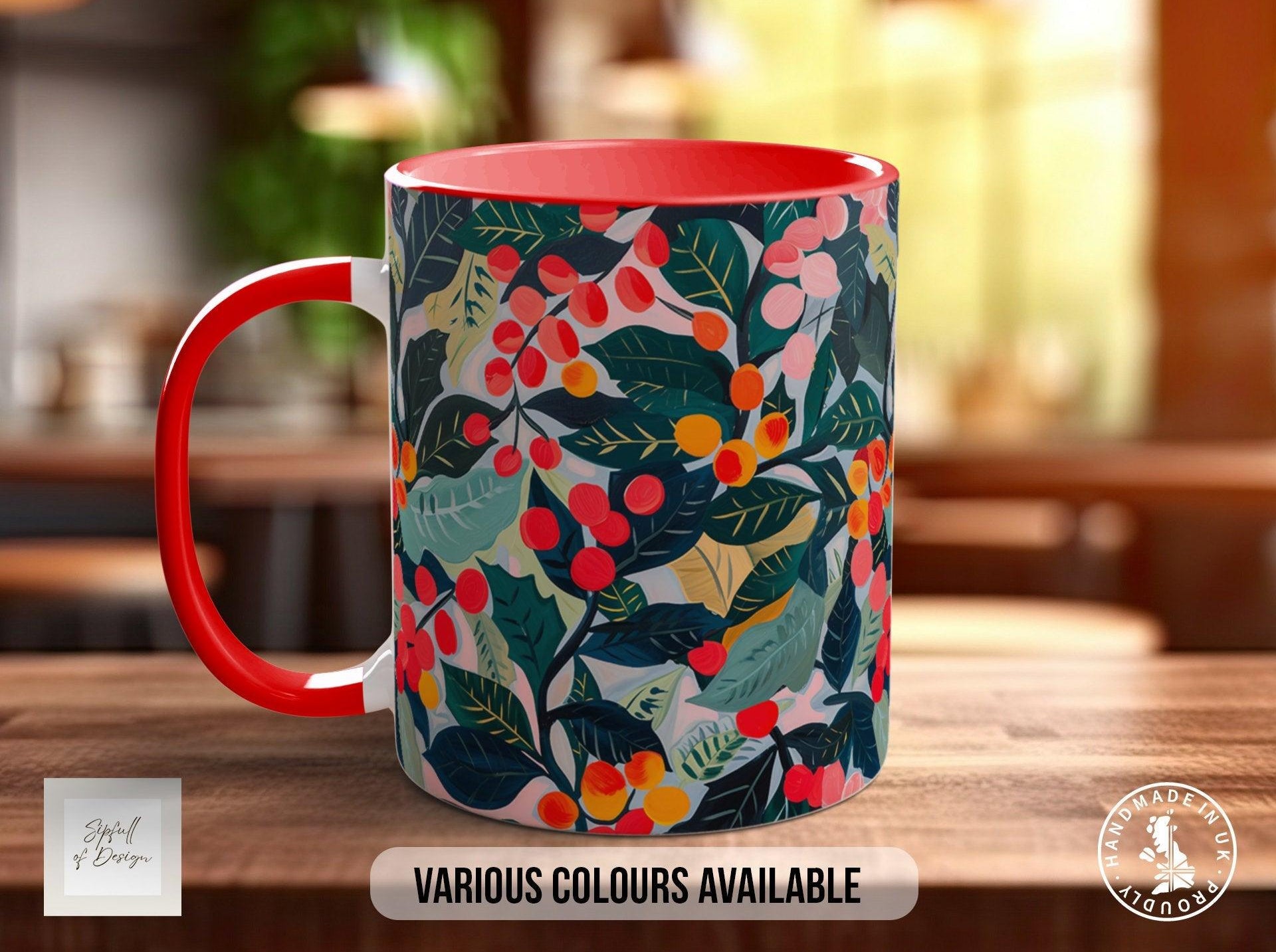 Birth Month Flowers Mug - December Narcissus and Holly - - Sipfull of Design