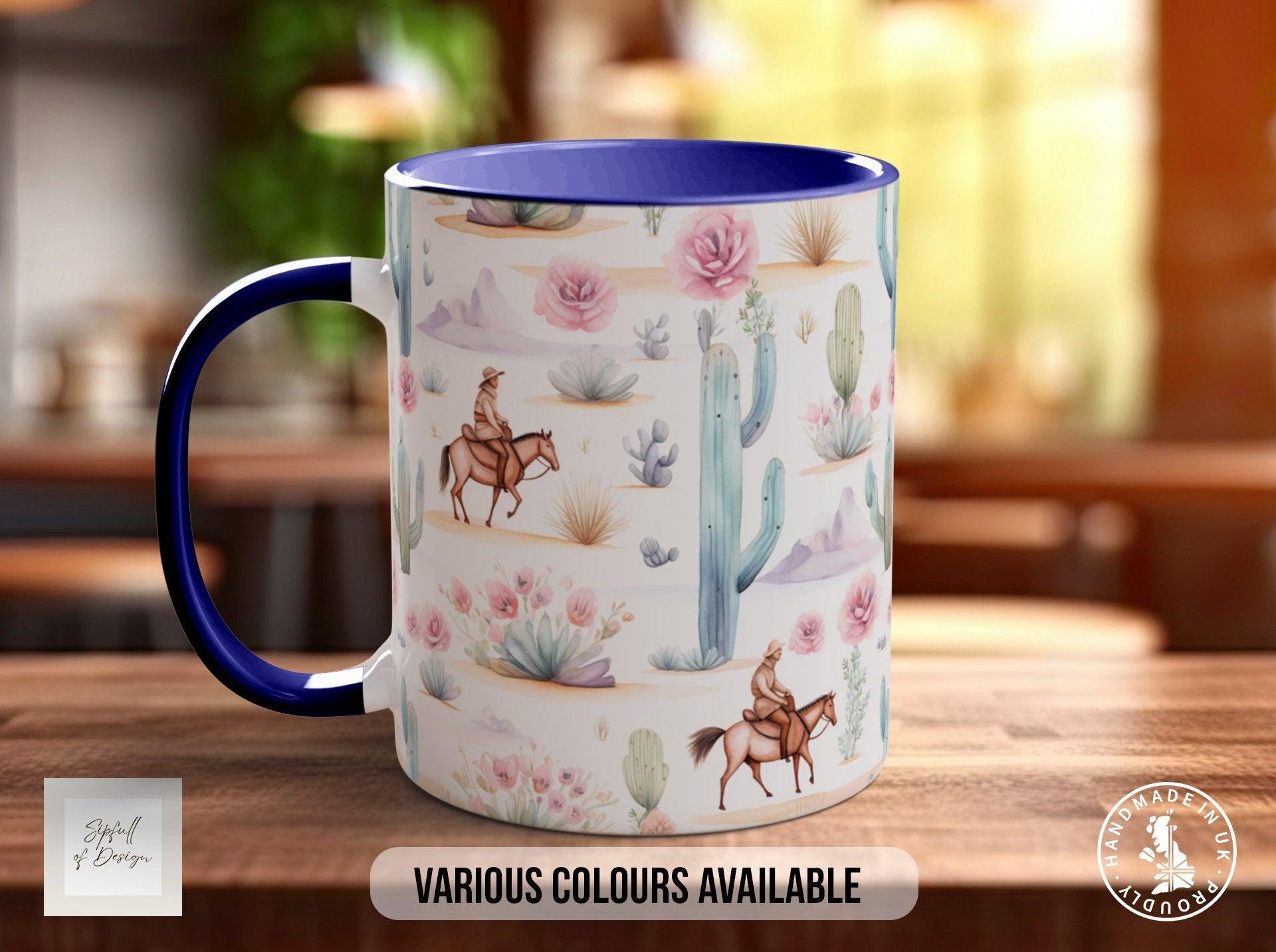 Coloured Floral Western Boho Full Wrap Art Mug - Design 10 - Sipfull of Design
