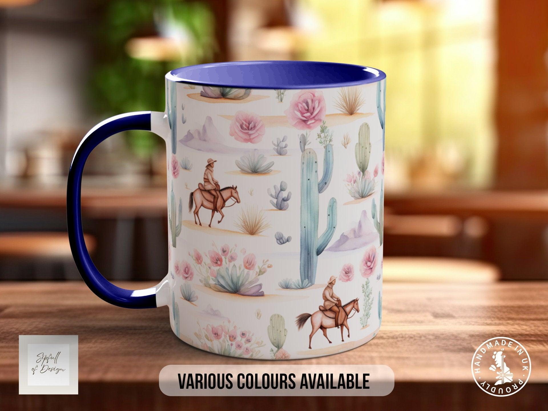 Coloured Floral Western Boho Full Wrap Art Mug - Design 10 - Sipfull of Design