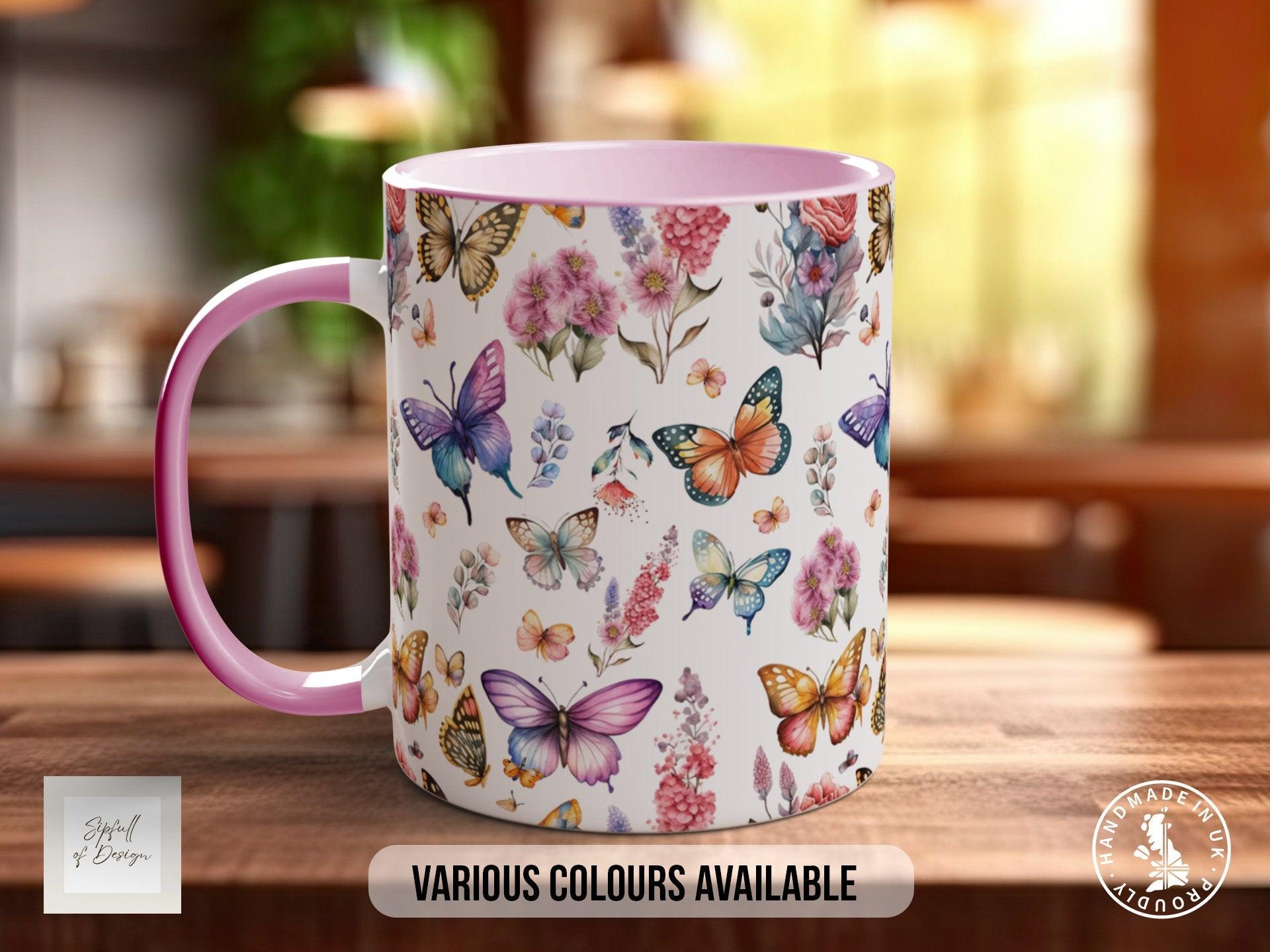 Coloured Watercolour Butterfly Full Wrap Art Mug - Design 1 - Sipfull of Design